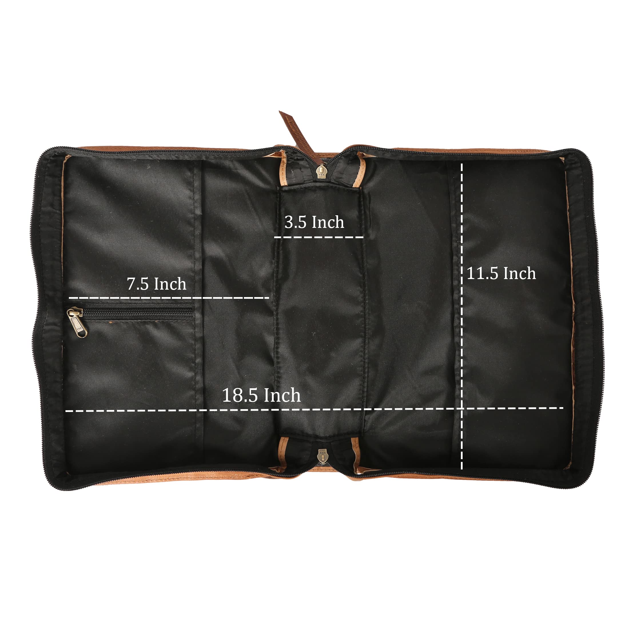 Genuine Leather Bible Cover with Handle & Back Pocket - Large Size for Bible, Planner & Notebook - Perfect for Church, Travel & Daily Use