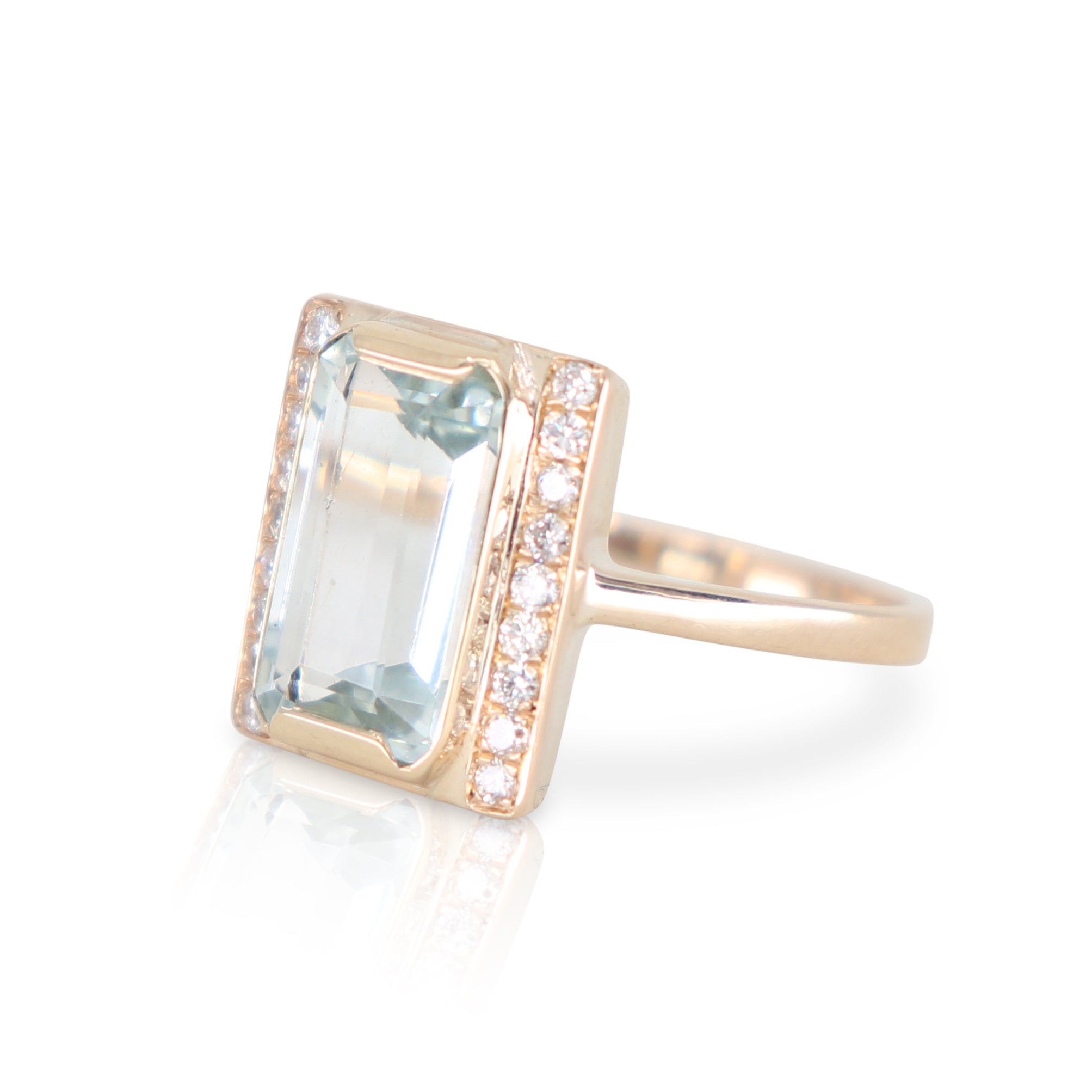Exquisite Aquamarine and Diamond Baguette Ring | Elegant Blue Gemstone Jewelry for Women | Perfect for Engagement, Anniversary & Special Occasions