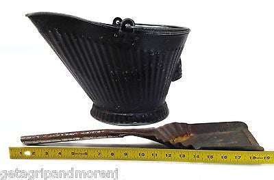 Black Coal Scuttle Bucket with Shovel - Heavy Duty Metal Coal Bin for Fireplace, Wood Stove & Outdoor Heating - Perfect for Home, Camping & BBQ Use