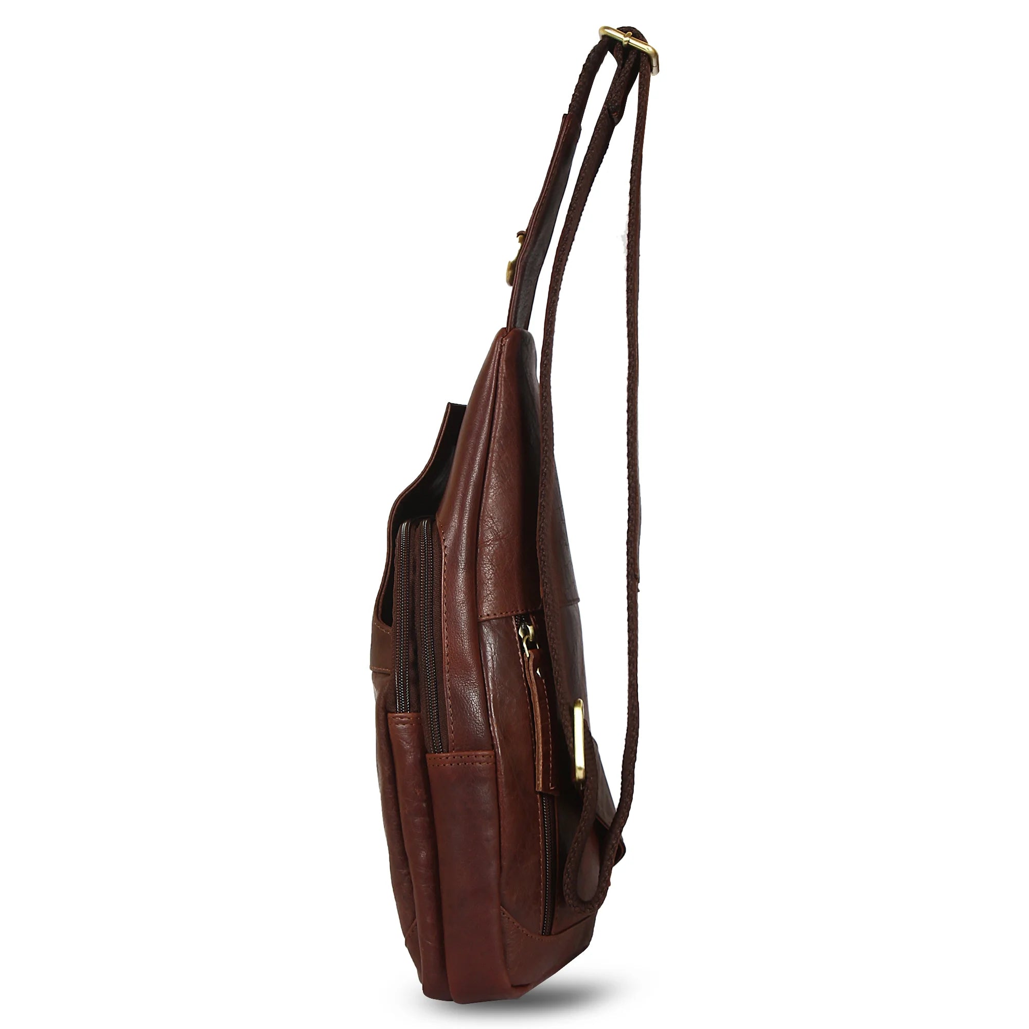 Premium Genuine Leather Sling Bag - Crossbody Chest Shoulder Backpack for Men & Women (Dark Brown) - Perfect for Travel, Hiking & Everyday Use