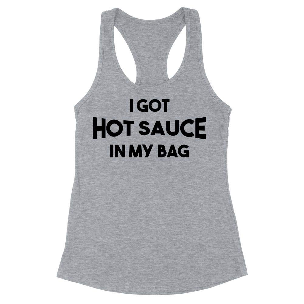 Women's Fitted Racerback Tank Top with 'Hot Sauce in My Bag' Print - Perfect for Gym, Summer Outfits & Casual Streetwear