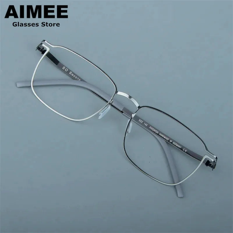 Aimee Unisex Full Rim Square Screwless Steel Eyeglasses Frame 14318 | Lightweight Durable Glasses for Men & Women | Perfect for Reading, Work, and Daily Wear