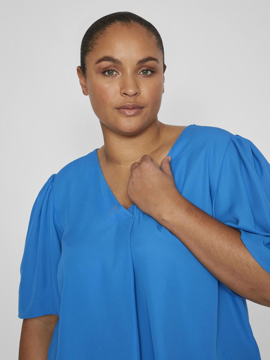 LUCIA Women's V-Neck Casual Top - Soft & Comfortable Blue Blouse for Everyday Wear | Perfect for Office, Dating & Outings