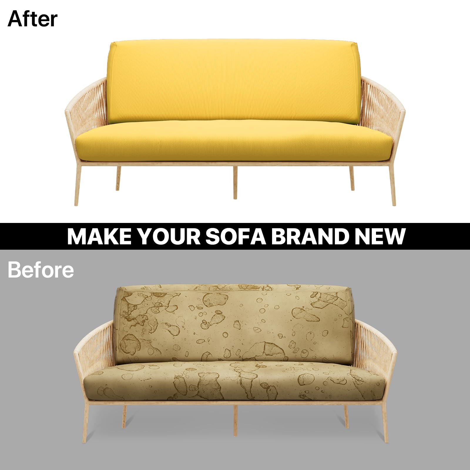 MoNiBloom Twin Futon Cover - Stretchable Armless Sofa Slipcover with Zipper | Washable Furniture Protector for Adults, Kids & Pets | Fits Jackknife RV Sofas | Yellow | Perfect for Living Rooms, Dorms & Campers