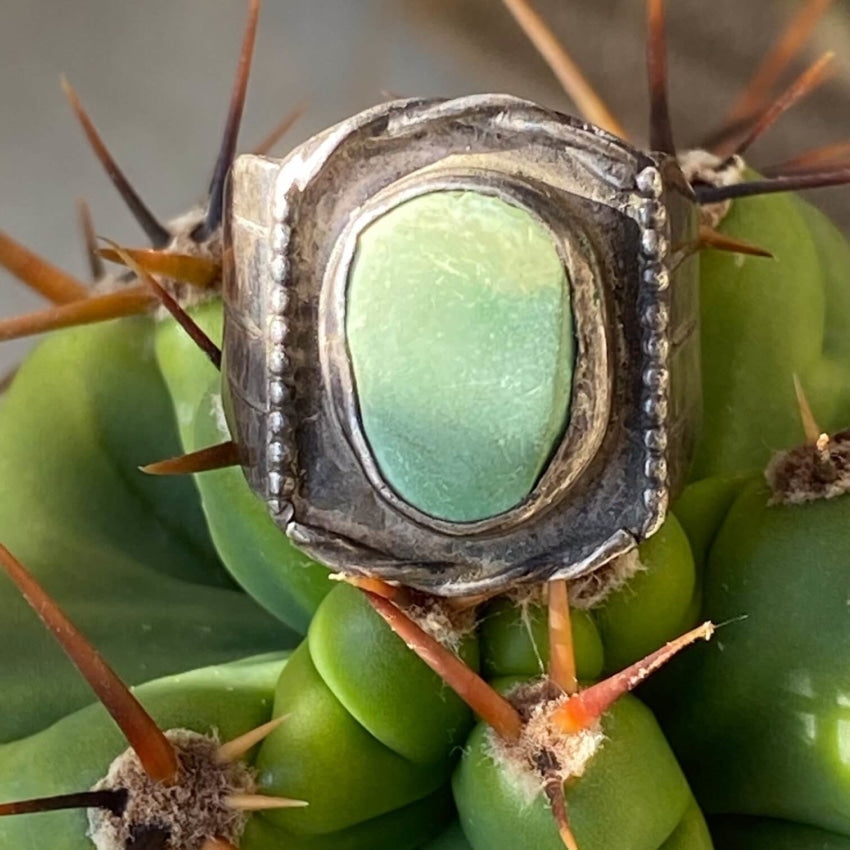 Authentic Navajo Sterling Silver Ring with Genuine Green Turquoise - Size 11 - Handmade Native American Jewelry for Women - Perfect for Boho Fashion, Western Style & Special Occasions