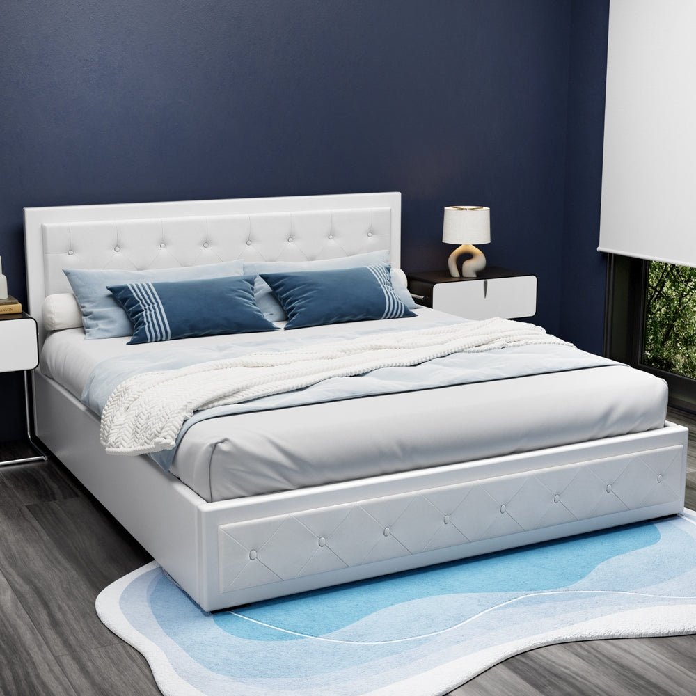 Bronte King Size Storage Bed Frame in White - Perfect for Small Bedrooms & Maximizing Space