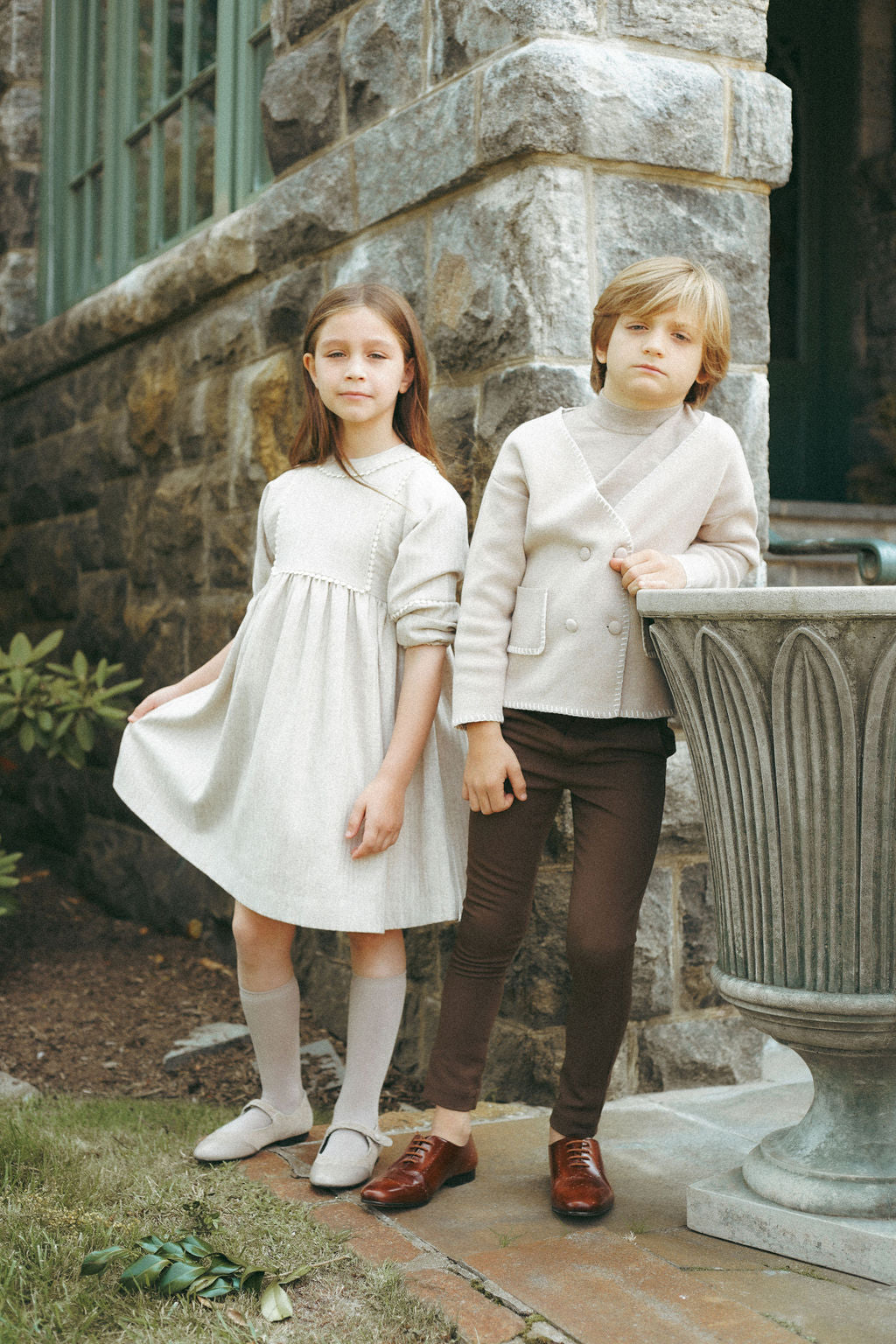 Coco Blanc Oat Dress - Thin Wool Women's Dress for Fall & Winter | Elegant Office Wear & Party Outfit