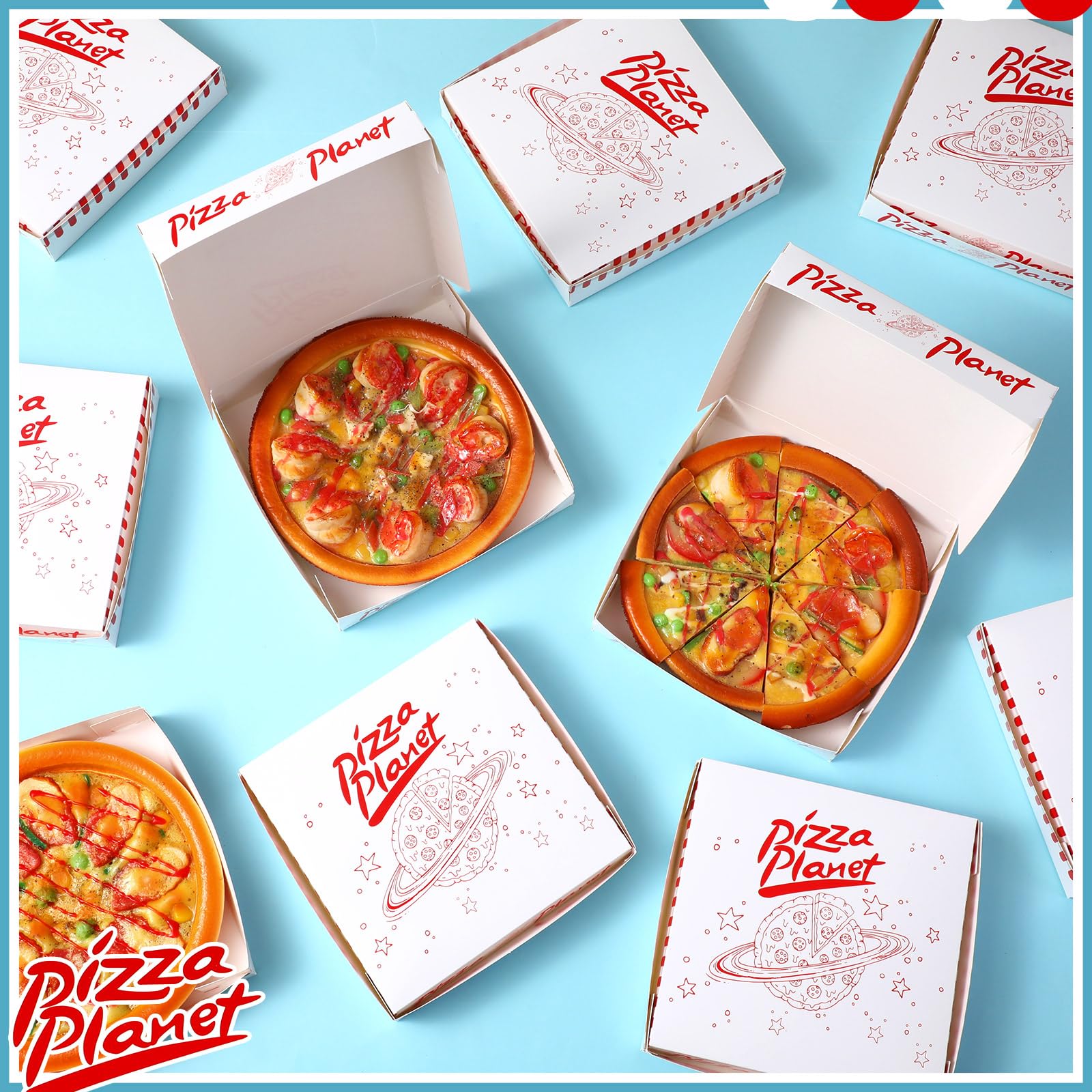 48 Pcs Mini Pizza Planet Pizza Boxes - 6.3 Inch Small Dessert Boxes for Party Favors, Birthday Decorations & Themed Events - Perfect for Kids Parties, Movie Nights & Toy Story Inspired Decor