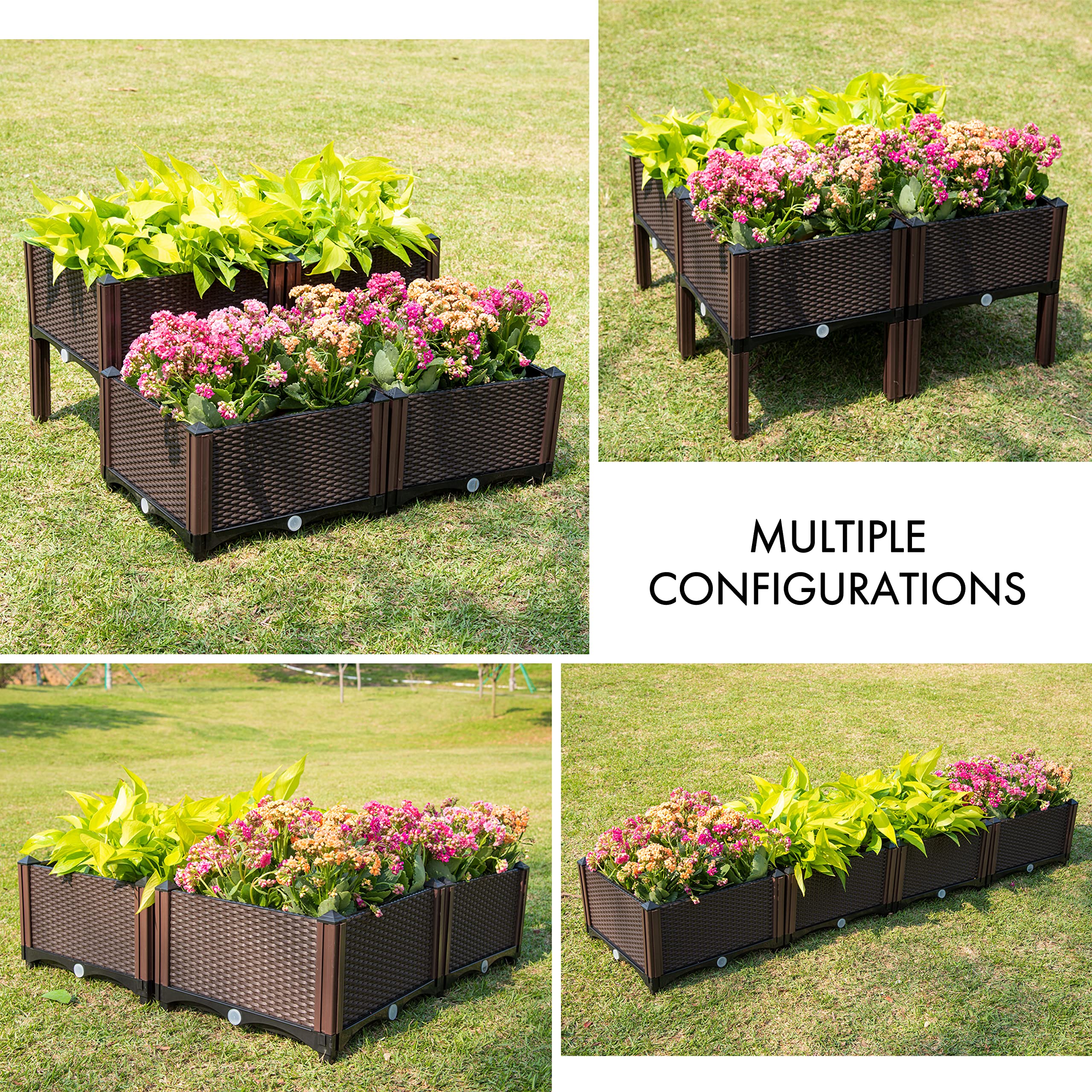 D'vine Dev Raised Garden Bed Planter - Elevated Outdoor Standing Planter Box with Drainage for Vegetables, Flowers, Herbs | Gardening Kit for Patio, Balcony & Backyard (Model RGB-4)
