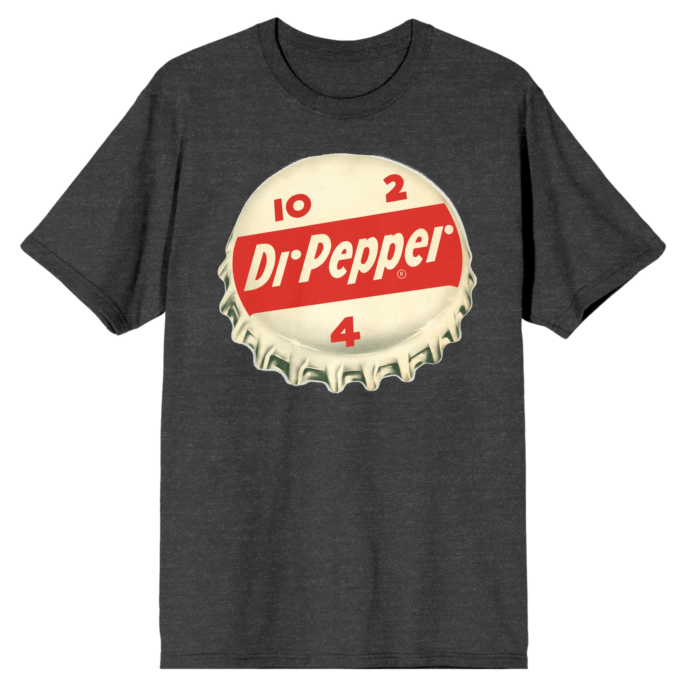 Dr. Pepper Vintage Bottle Cap Logo Men's Graphic T-Shirt - Soft Charcoal Heather Cotton Tee for Casual Wear & Soda Pop Enthusiasts