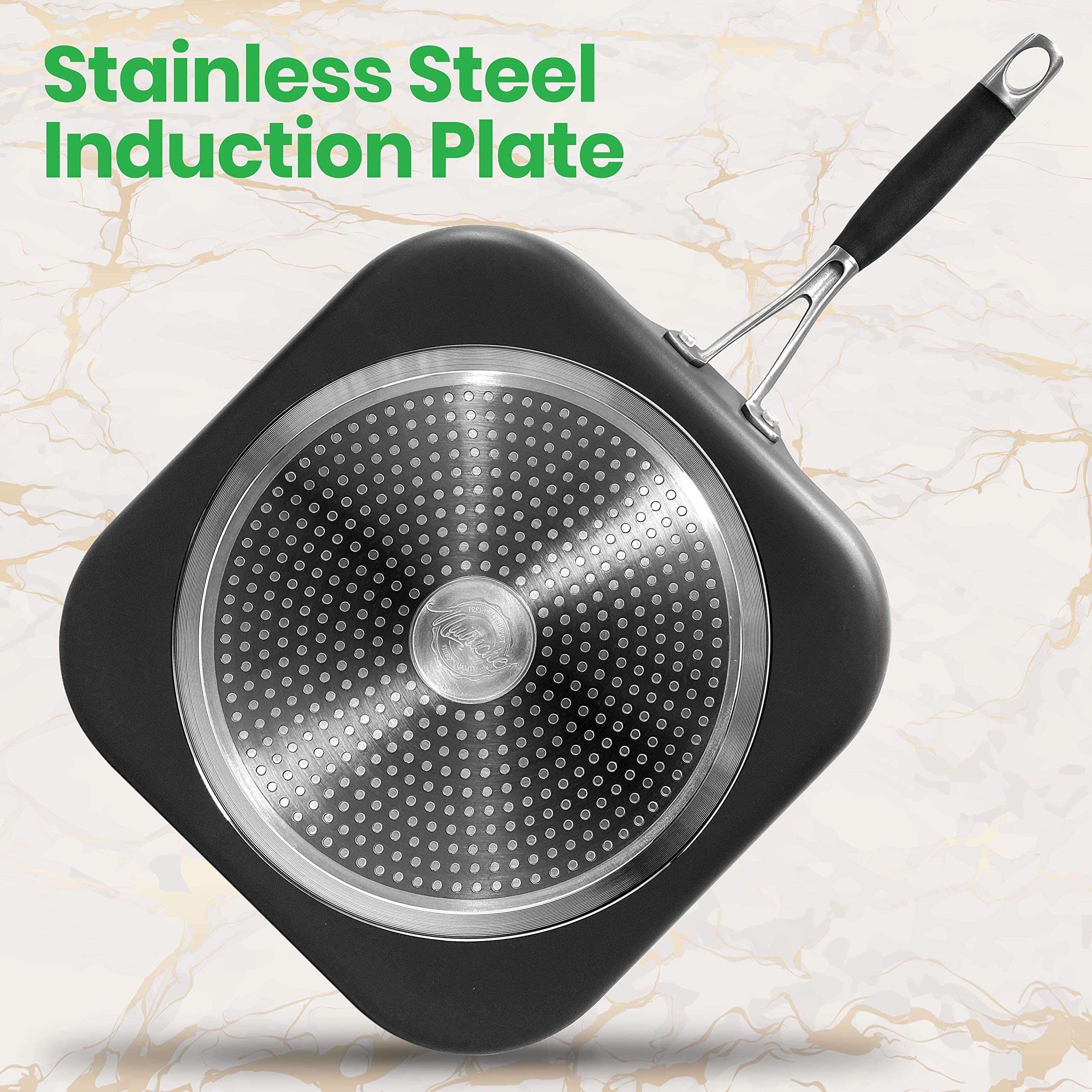 NutriChef Hard Anodized Nonstick Griddle Pan - PFOA/PFOS Free, 3-Layer Copper Coating, Heat Resistant Lacquer, Ergonomic Silicone Handle - Perfect for Pancakes, Eggs & Grilling Breakfast, Lunch & Dinner