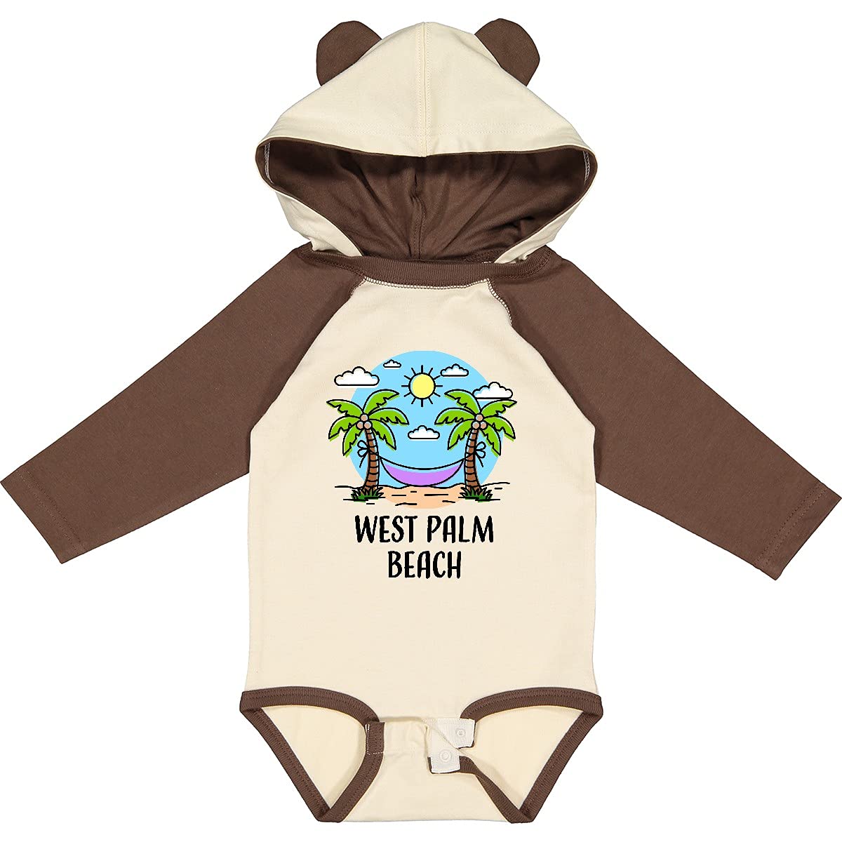 Inktastic Summer Vacation in West Palm Beach Long Sleeve Baby Bodysuit - Soft Cotton Creeper for Boys & Girls - Perfect for Beach Trips, Family Photos & Casual Outings