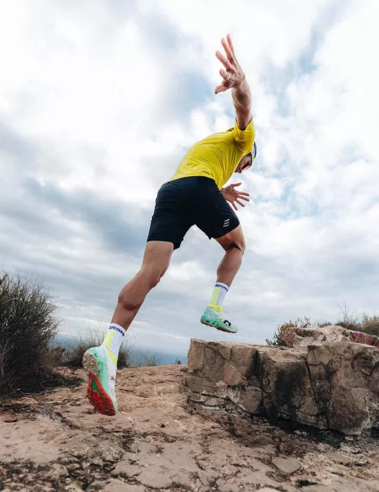 Compressport Unisex Ultra Trail Sock v2.0 - White & Yellow Running Socks for Hiking, Trail Running & Outdoor Adventures - Moisture-Wicking & Breathable Performance Socks