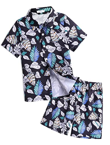 Dark Blue - Leaf Print