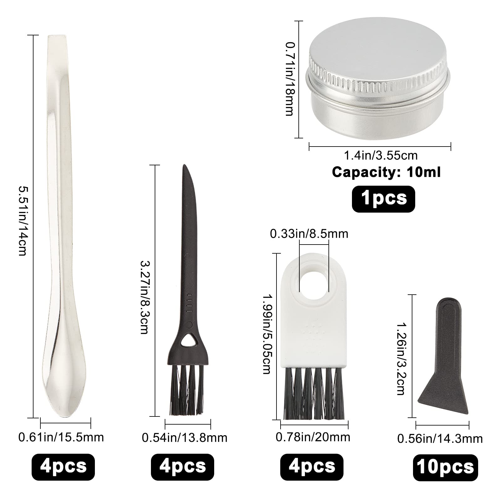 GORGECRAFT 23PCS Grinder Cleaning Kit - Black Scrapers, Brushes & Spoons Set with Pollen Scraper, Plastic Brush, Stainless Steel Spatula & Micro Scoop for Herb Grinders - Perfect for Cannabis, Spice & Kitchen Use