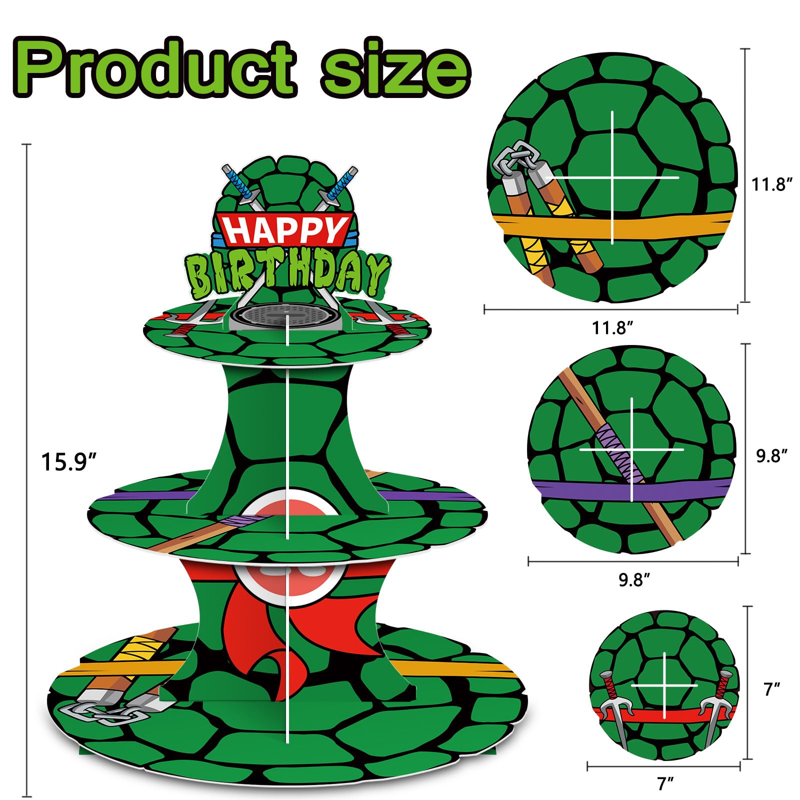 3 Tier Turtle Cupcake Stand - Frozen Themed Birthday Party Supplies, Cake Table Decoration & Cupcake Holder for Kids Birthday, Baby Shower, Wedding Dessert Display - Perfect for Frozen Themed Parties, Baby Showers & Wedding Receptions