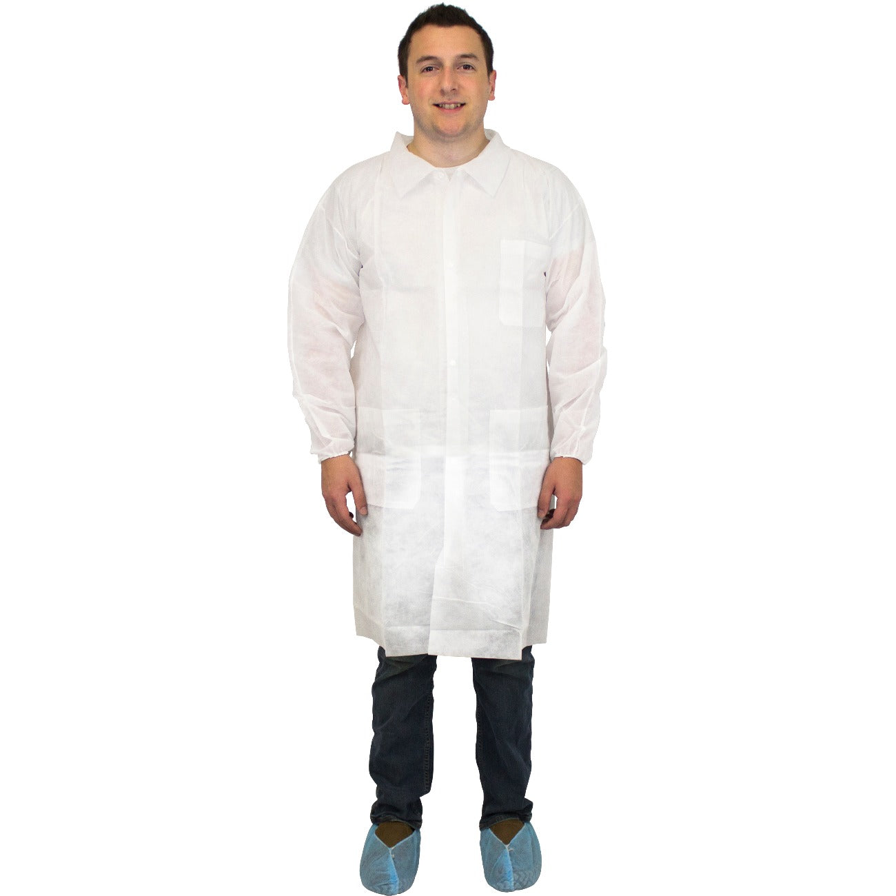 White Polypropylene Lab Coat (30/cs) - Disposable Protective Lab Wear for Medical, Scientific & Industrial Use - Ideal for Hospitals, Laboratories & Cleanrooms