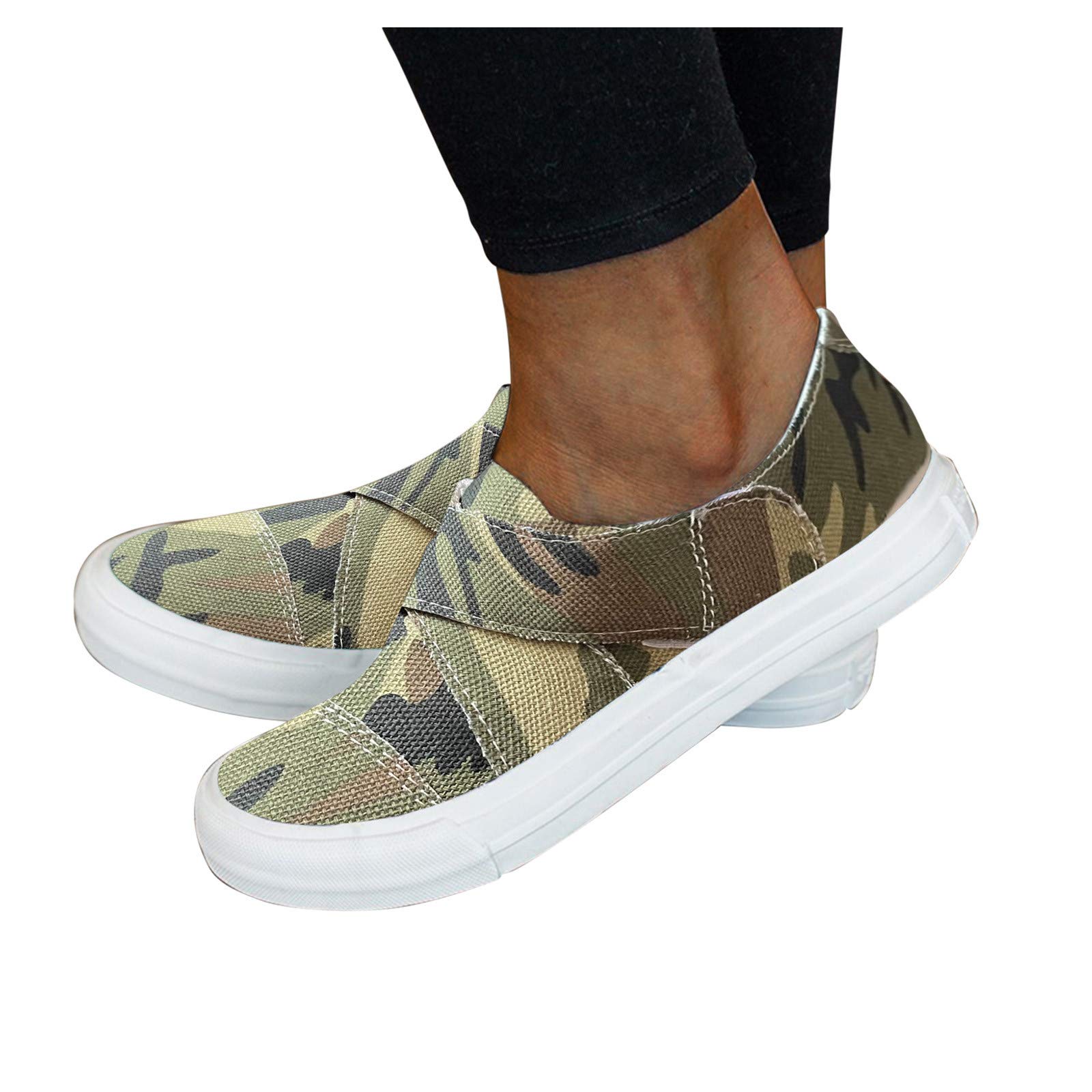 Women's Leopard Print Canvas Slip-On Sneakers - Comfortable Casual Fashion Shoes for Walking, Travel & Everyday Wear