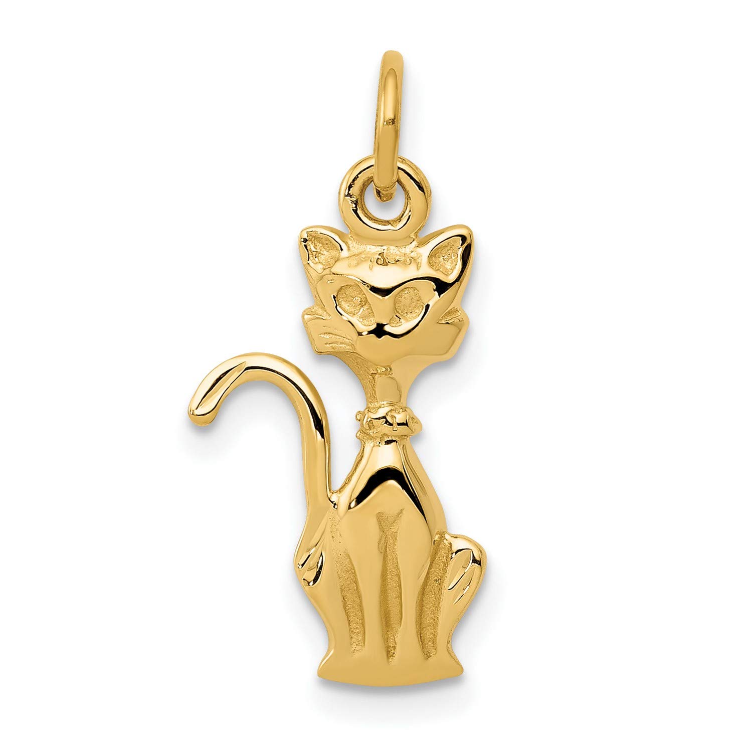 14K Yellow Gold Sitting Tom Cat Charm Pendant - 24mm x 10mm Handcrafted Jewelry for Necklace, Bracelet & Gift Giving - Perfect for Cat Lovers, Pet Memorial & Everyday Wear