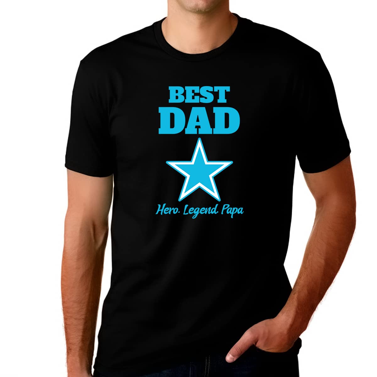 Best Dad T-Shirt for Father's Day - Funny Papa Shirt with Star Design - Perfect Gift for Dad, Birthday, Christmas & Family Events