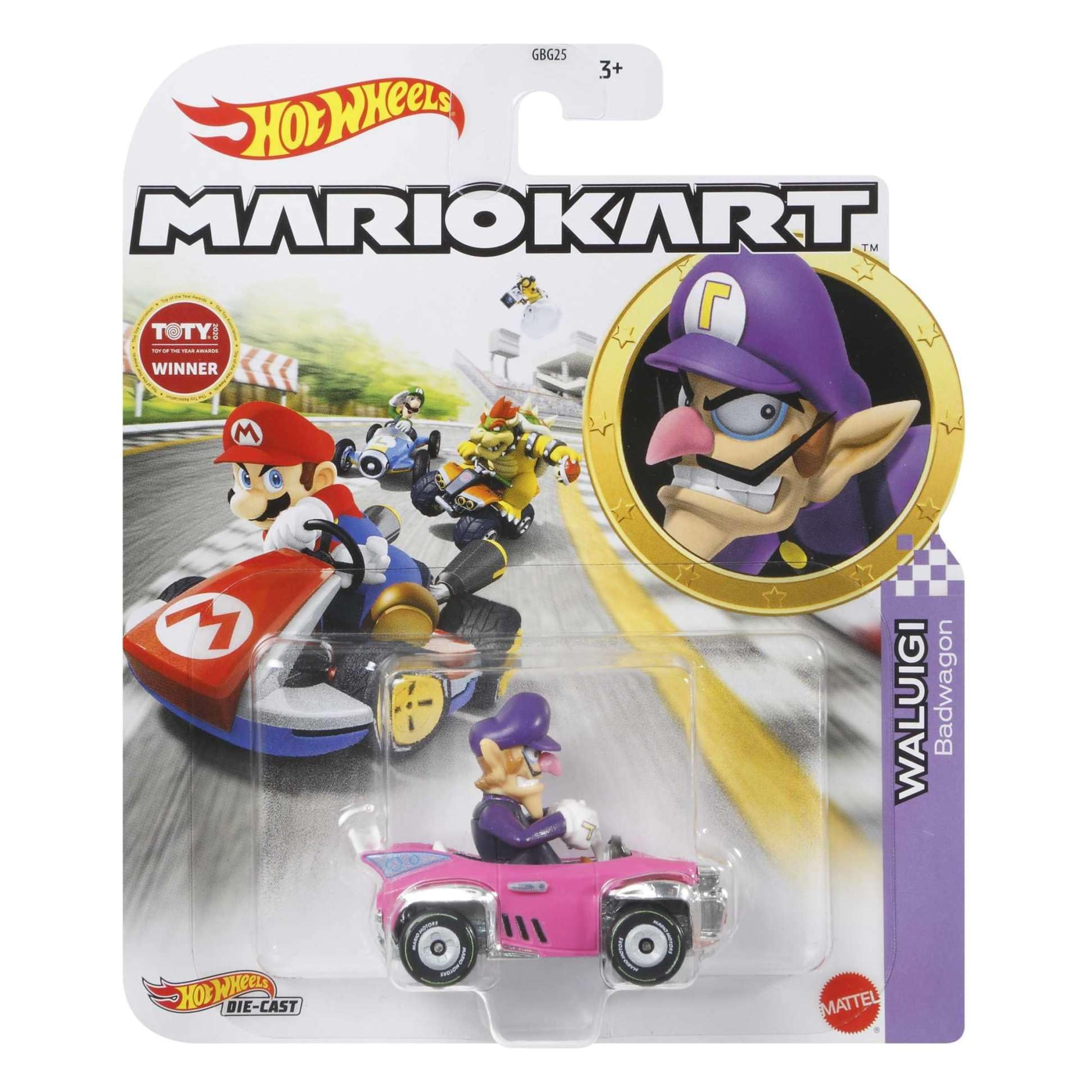 Hot Wheels Mario Kart Waluigi Pink Purple Badwagon Die-Cast Car - Collectible Toy for Kids & Adults - Perfect for Racing Games, Display & Gift Giving