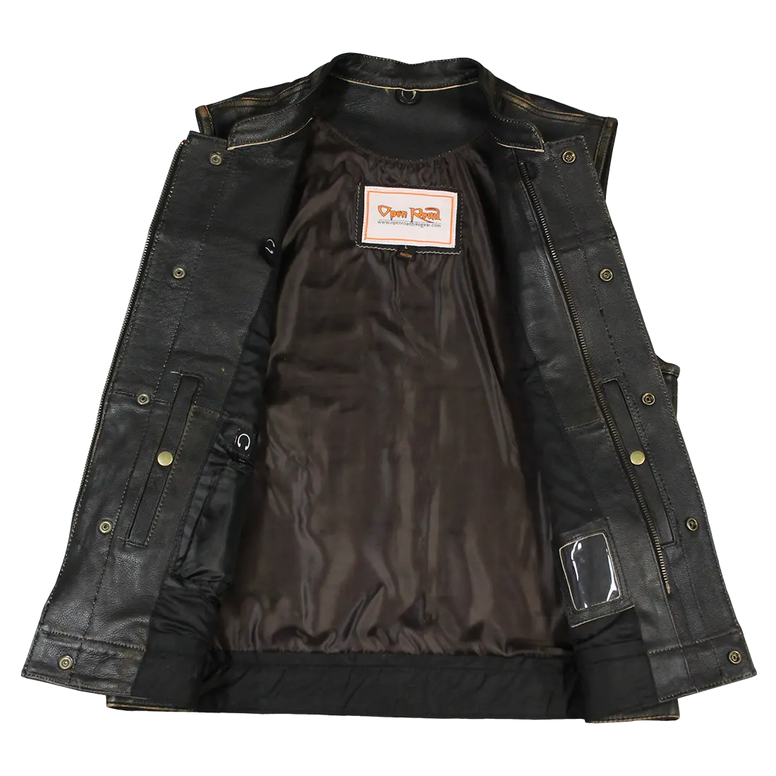 Open Road Men's Distressed Leather Club Vest - Vintage Biker Jacket for Motorcycle Riding & Casual Outfits