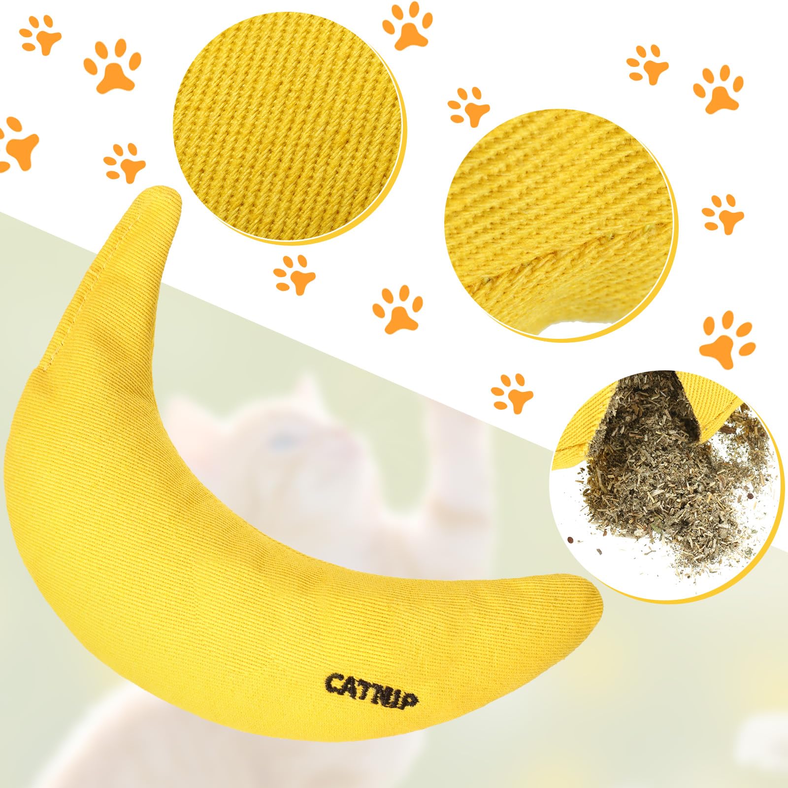 Sotiff 4-Pack Catnip Toys: Yellow Banana Chew & Interactive Catnip Filled Toys for Kittens & Indoor Cats - Perfect for Chewing, Biting, Grinding, and Clawing - Ideal for Playtime and Stress Relief