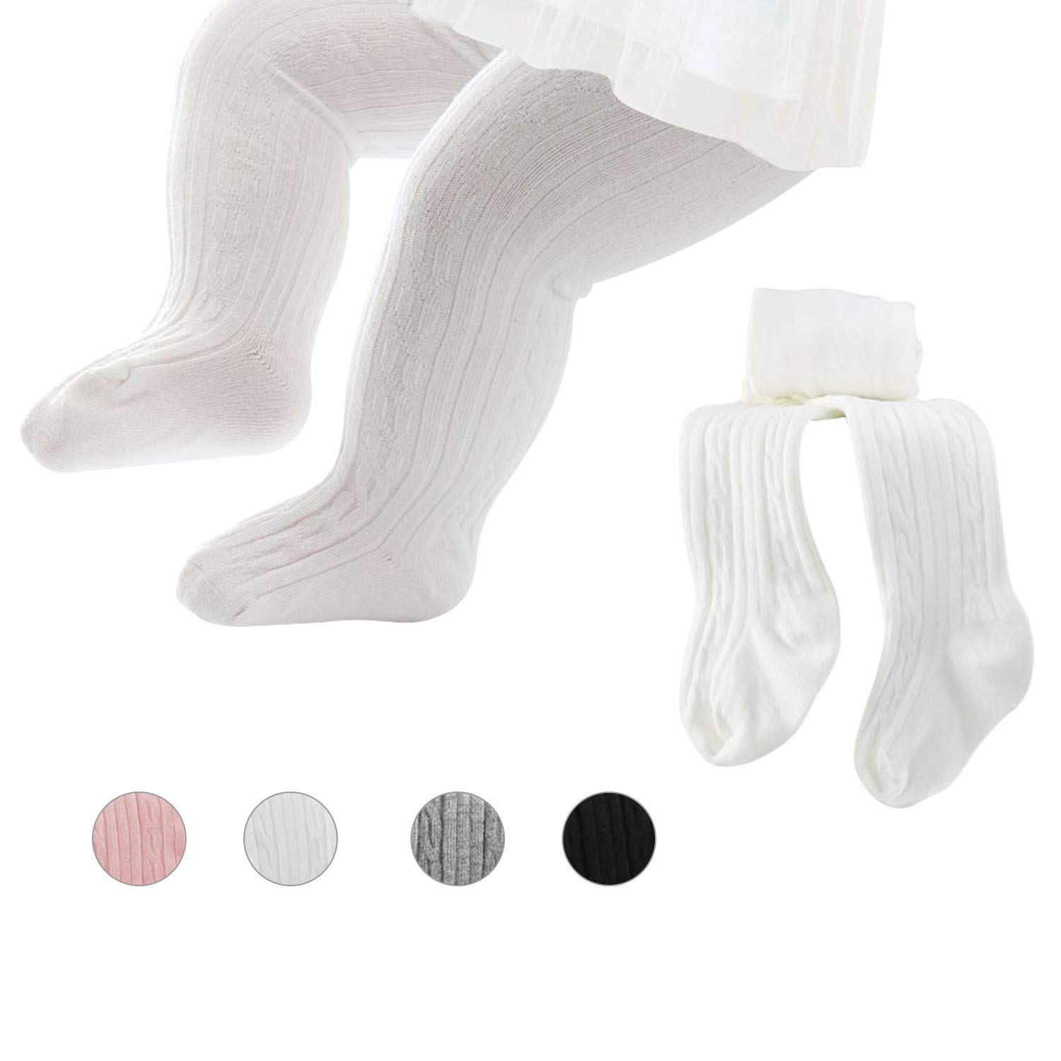 Baby Girls Tights - Soft Seamless Cotton Knit Leggings for Infants & Toddlers | Comfortable Stockings for Playtime, Daycare & Family Outings