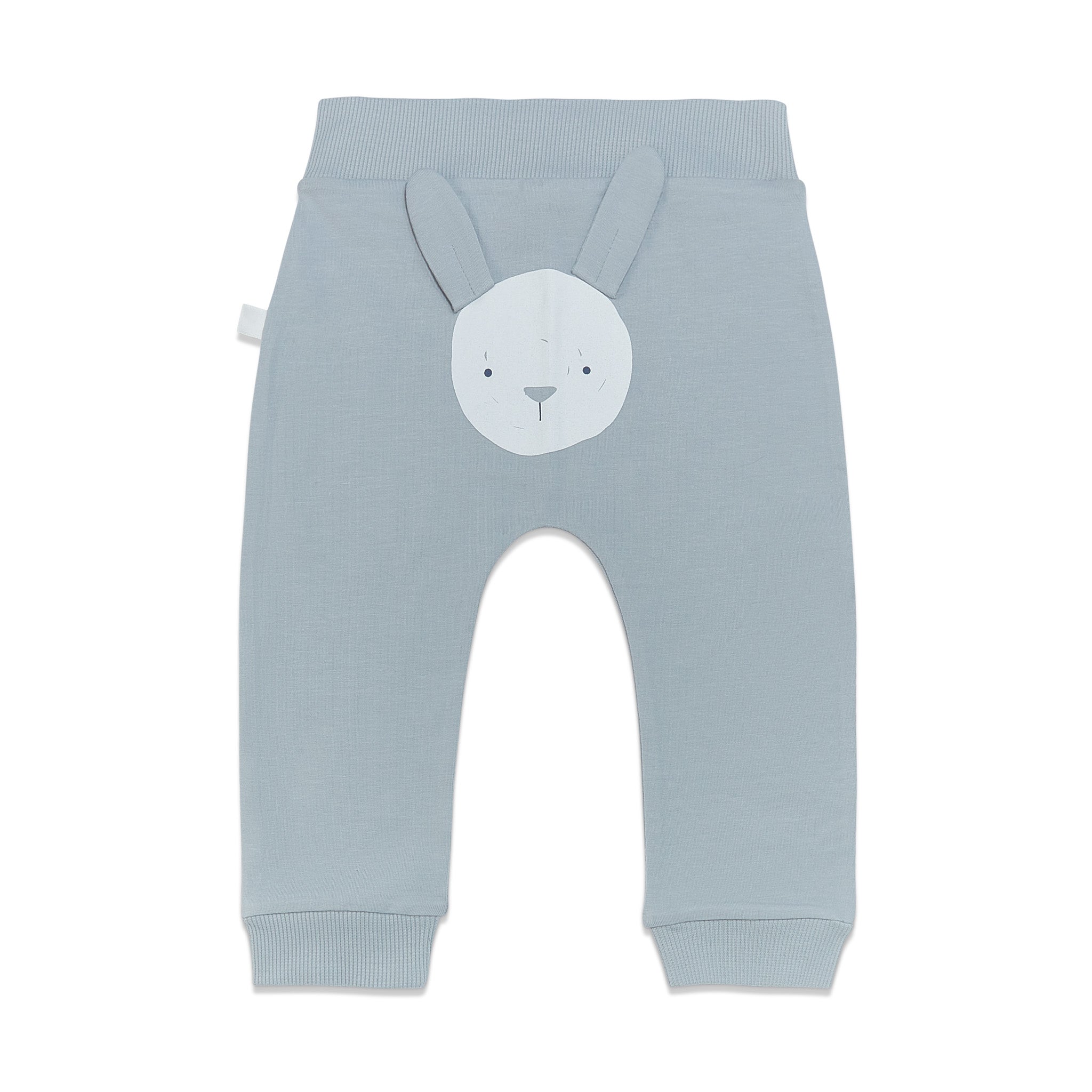 Organic Long Sleeve Bunny Pant Set for Baby - Soft Pearl Blue Cotton Outfit | Perfect for Newborn Photoshoots, Christenings & Cozy Winter Wear