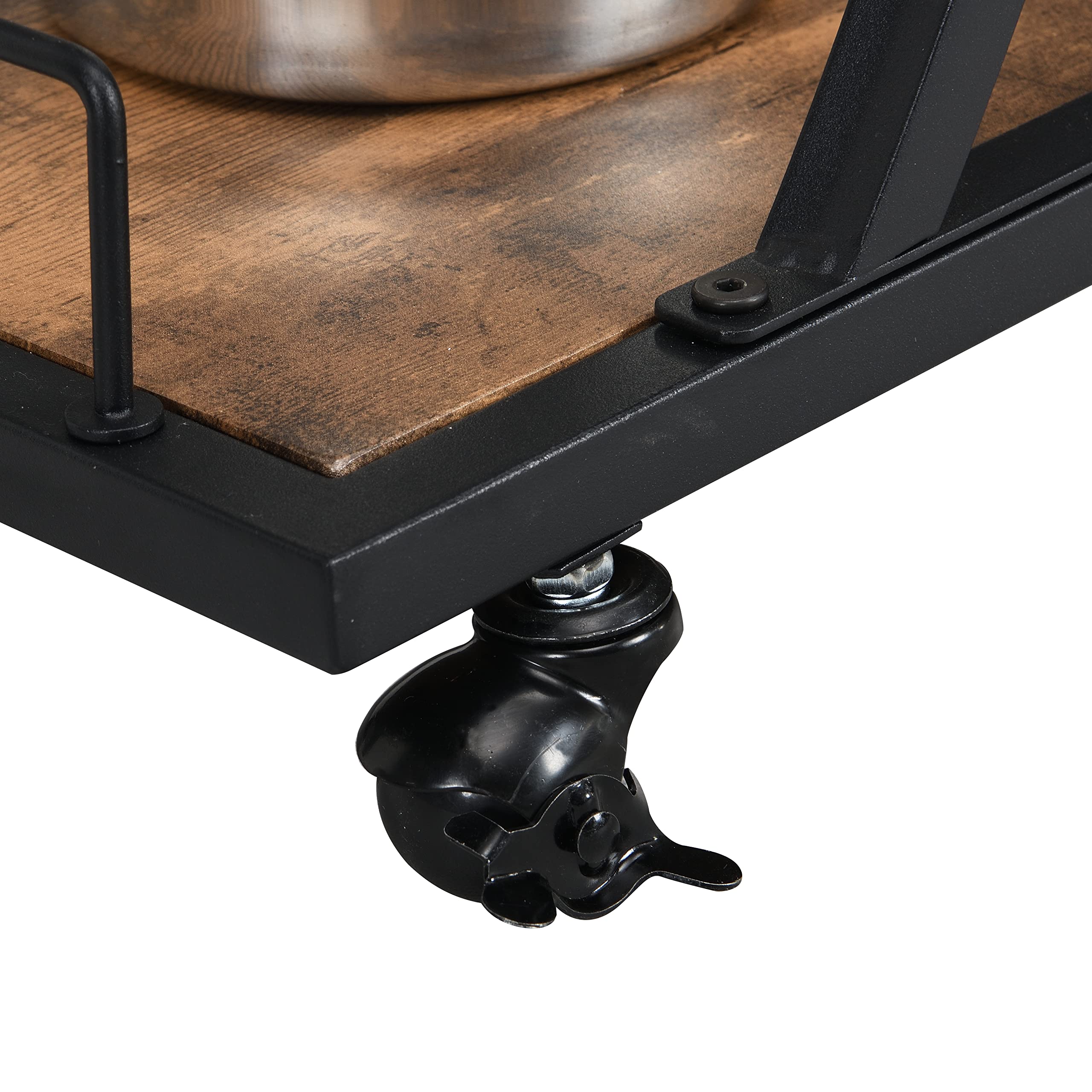 Goujxcy Mobile Kitchen Island Cart with Storage - Rolling Kitchen Cart with Drawers, Cabinets & Lockable Casters - Adjustable Shelves for Small Spaces (A1-Brown) - Perfect for Compact Kitchens, Dining Areas & Home Organization
