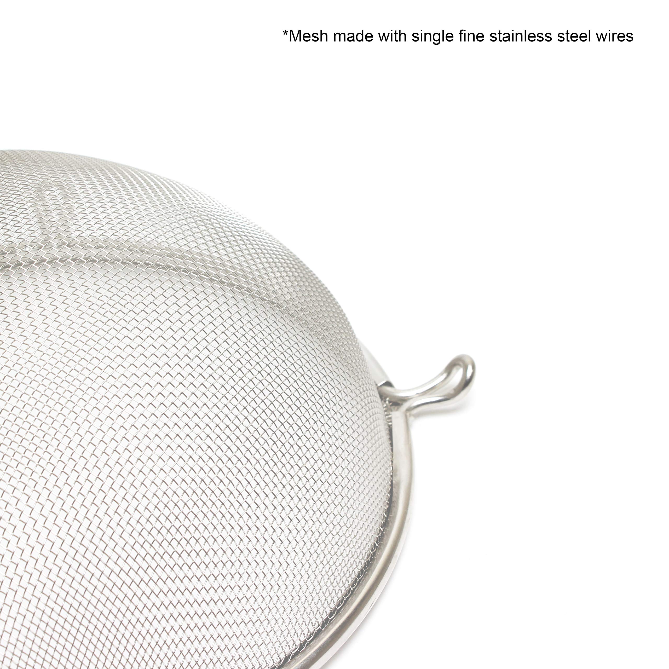 8-Inch Stainless Steel Single Mesh Strainer - Fine Kitchen Sieve for Cooking, Baking & Pasta - Thunder Group Commercial Grade Strainer for Restaurants & Home Use