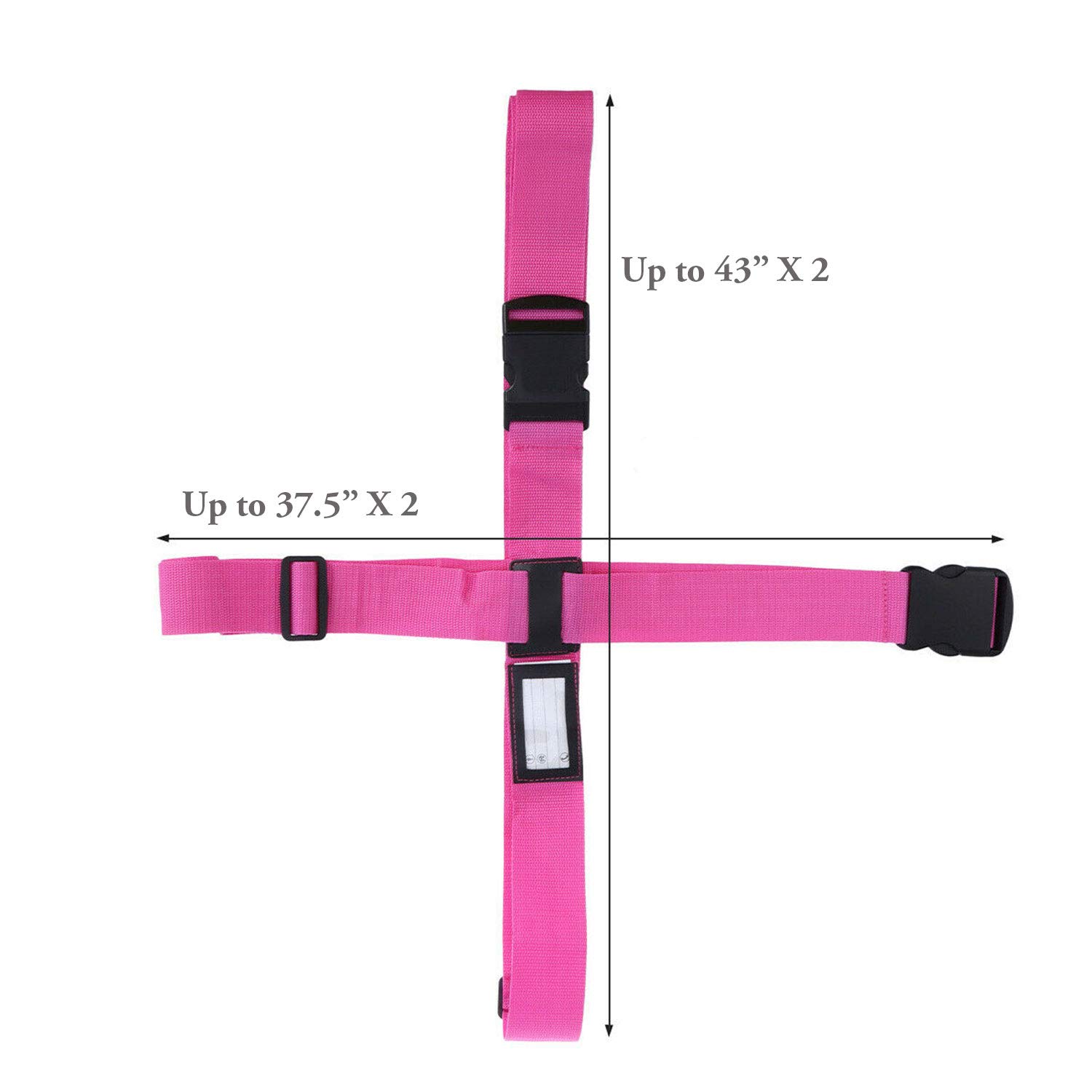 Adjustable Luggage Strap - Heavy Duty Suitcase Belt for Travel Bags, Secure Packing Strap with Long Cross Design (Pink) - Perfect for Airplane Checked Luggage, Train Travel & Vacation Packing