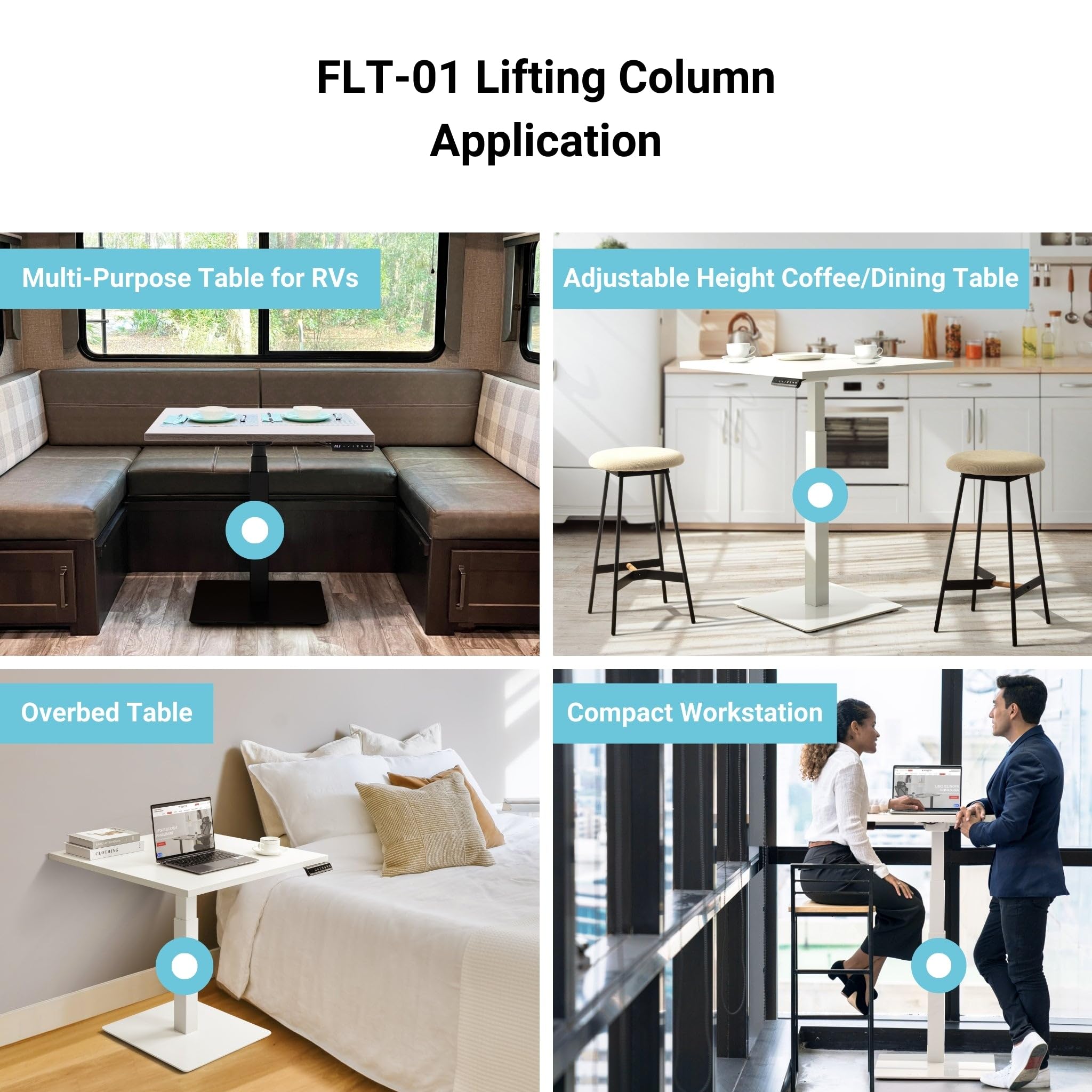 Progressive Automations FLT-01 Electric Standing Desk Frame - Adjustable Height Single Desk Leg, 25.5