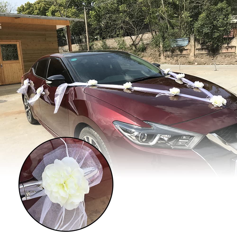 Zcargel Rattan Garland Wedding Car Decor Set - Creative Simulated Floral Float Design for Bridal Vehicle Decoration - Perfect for Wedding Ceremonies, Bridal Showers & Photo Shoots