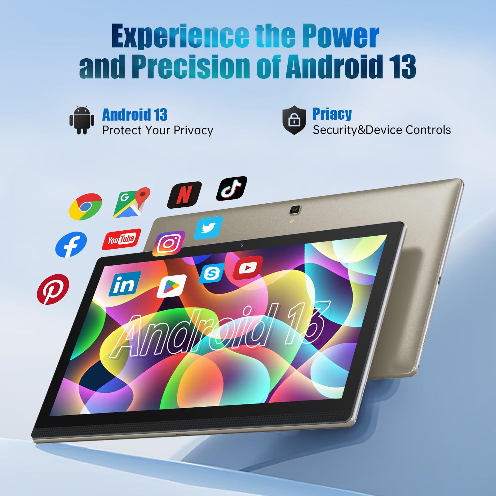 Azamp Tablet MES-B1 - 14.1 Inch Android 13 Tablet with 1920x1080 IPS HD Display, 6GB RAM 128GB Storage, WiFi, 10000mAh Battery - Perfect for Work, Streaming & Online Learning | Portable Office, Home Entertainment & Student Device