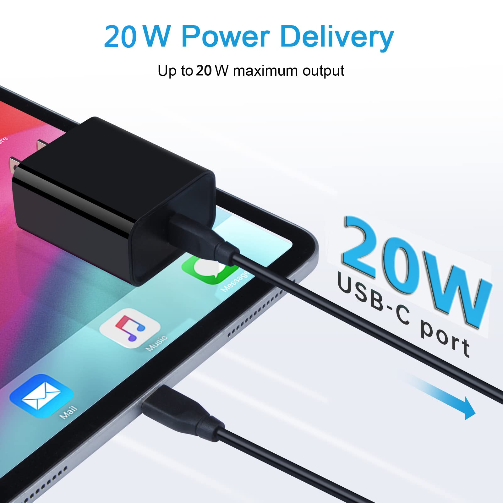 20W Fast USB C Wall Charger Adapter - PD Type C Charger for iPhone 14 13 12 Pro Max 11 XR XS, Samsung Galaxy S23 S22 S21, Pixel, OnePlus - Compact Travel Charger for Home, Office & Car Use