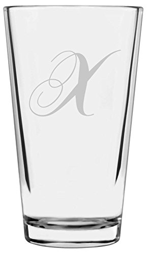 Chopin Script X Monogram 16oz Pint Glass - Bar & Home Decor