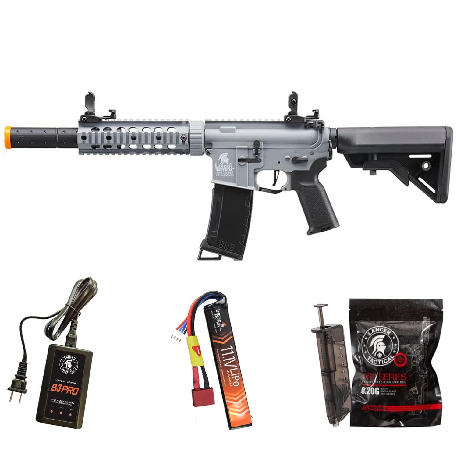 Lancer Tactical Gen 3 M4 Carbine SD Airsoft Rifle - Programmable Mosfet/ETU, Full/Semi Auto AEG - Includes Lipo Battery & Charger - Perfect for Tactical Training, Airsoft Battles & Outdoor Shooting Games