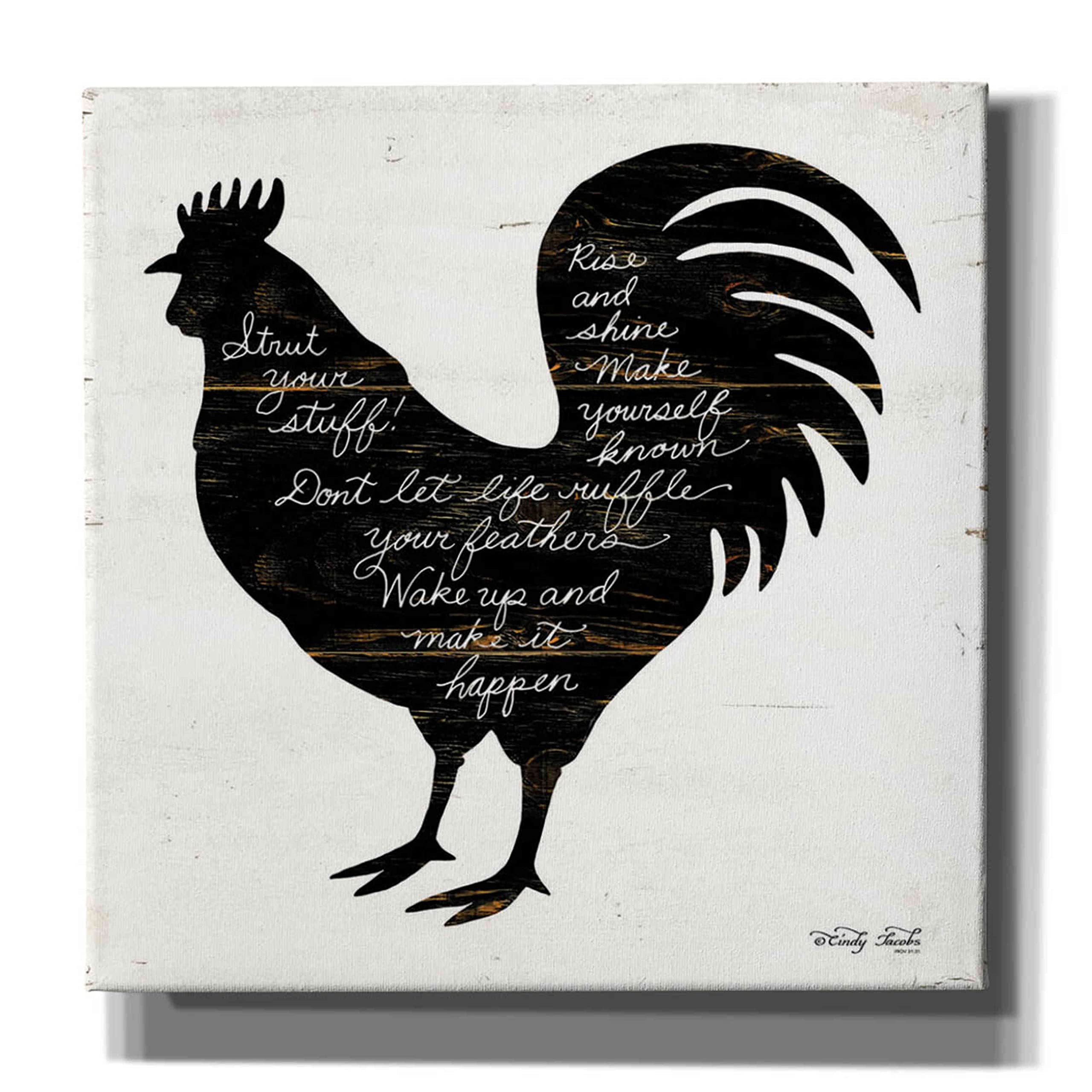 Epic Graffiti 'Rooster - Strut Your Stuff' by Cindy Jacobs - 18x18 Inch Canvas Wall Art for Living Room, Bedroom & Office Decor - Modern Abstract Animal Painting for Home & Office