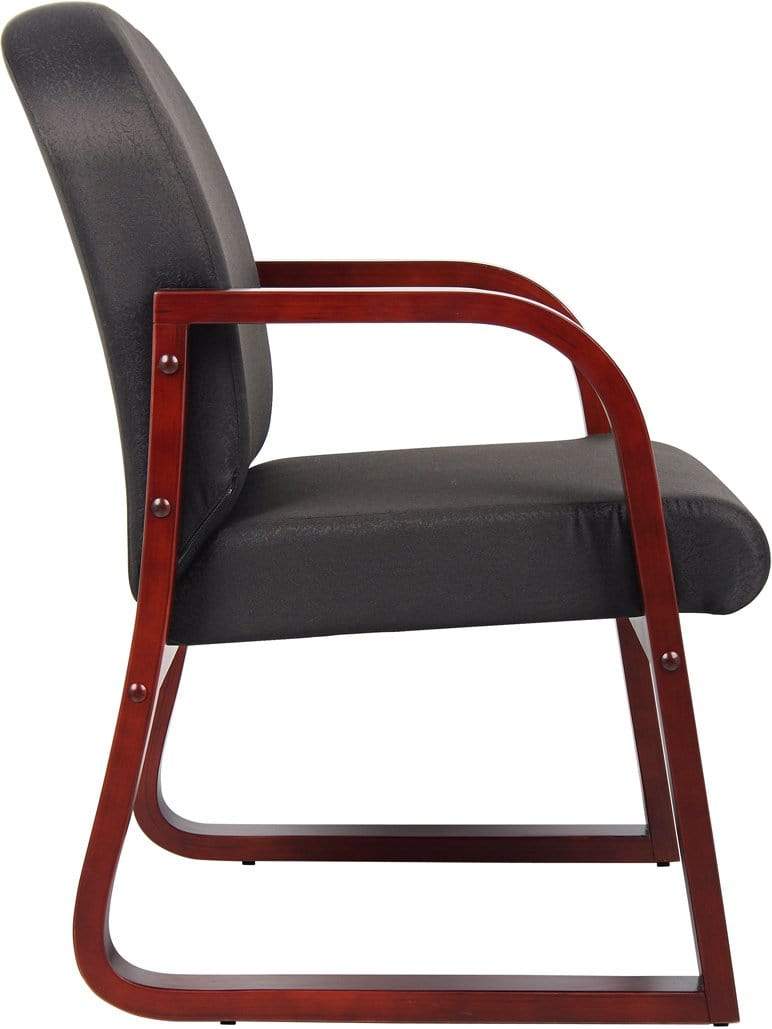 Boss Mahogany Frame Fabric Guest Chair [B9570] - Perfect for Office Reception, Conference Rooms & Home Offices