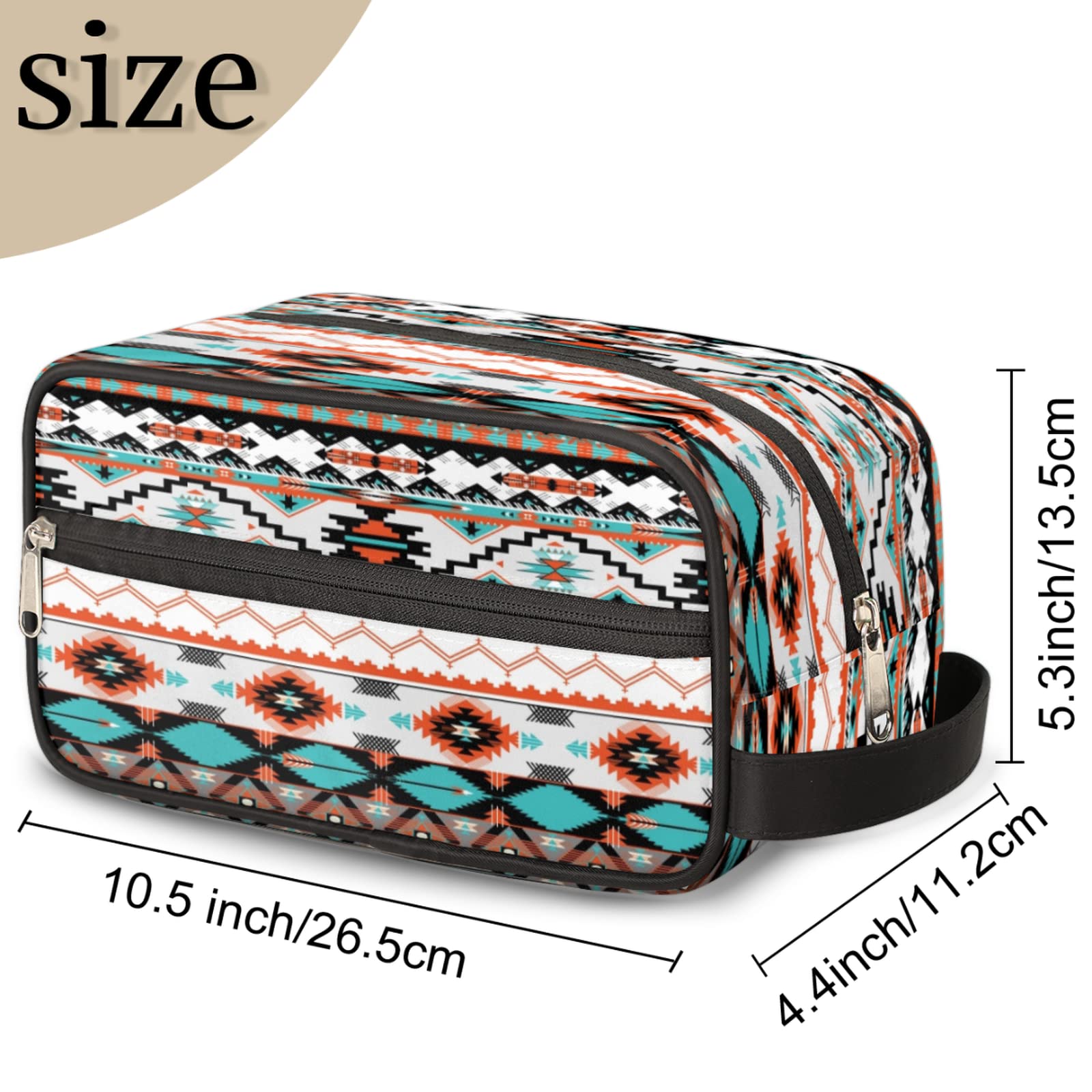 Pardick Aztec Geometric Travel Toiletry Bag for Women & Men - Waterproof Cosmetic Makeup Organizer, Large Capacity Dopp Kit for Toiletries & Shaving Accessories - Perfect for Travel, Gym, Camping & Daily Use
