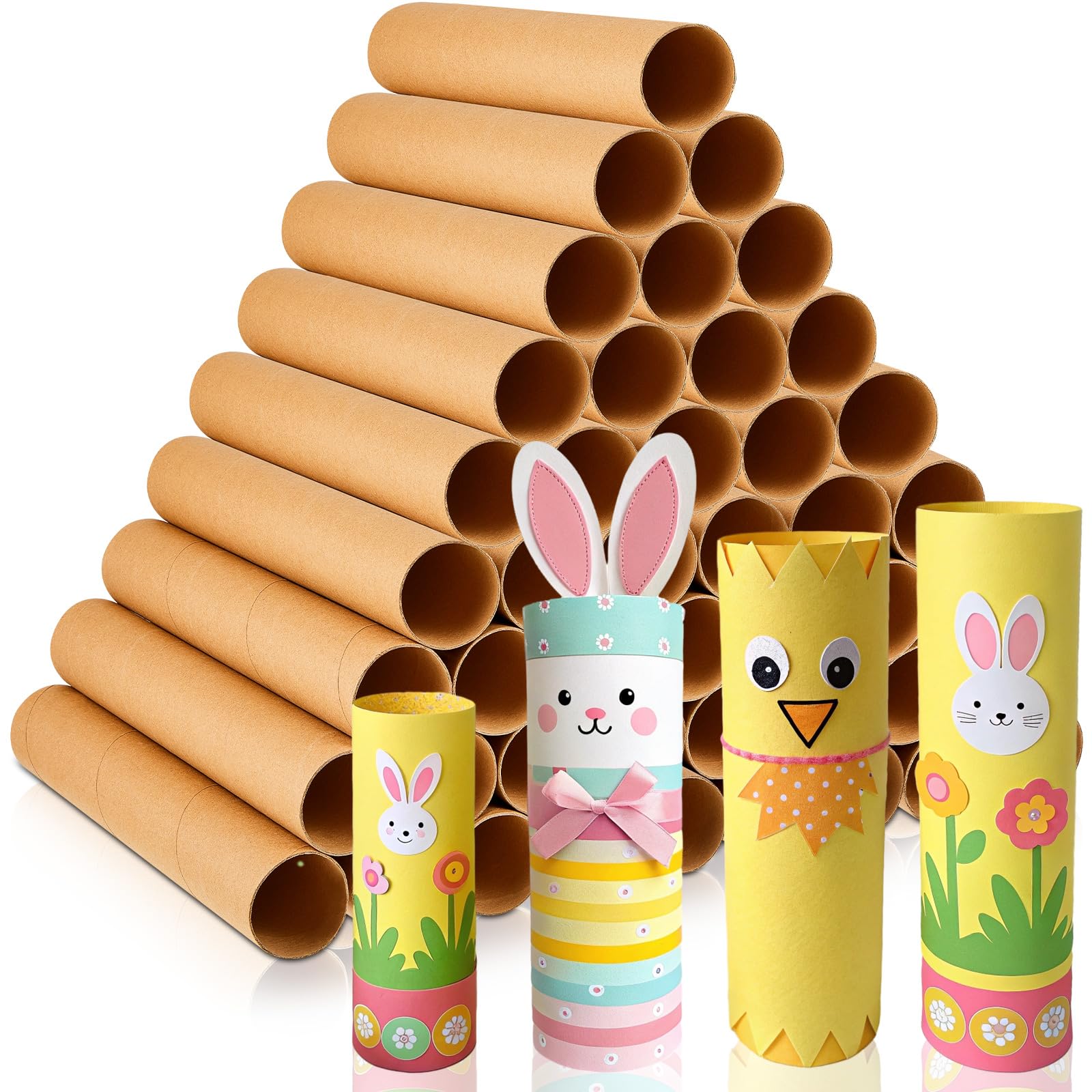 Henoyso 72 Pack 1.8 x 10 Inch Long Brown Cardboard Tubes for Easter Crafts - Empty Paper Towel Rolls, Thick Round DIY Craft Tubes for School Projects, Teacher Supplies & Classroom Activities - Perfect for Kids Art, Holiday Decorations and DIY Home Decor