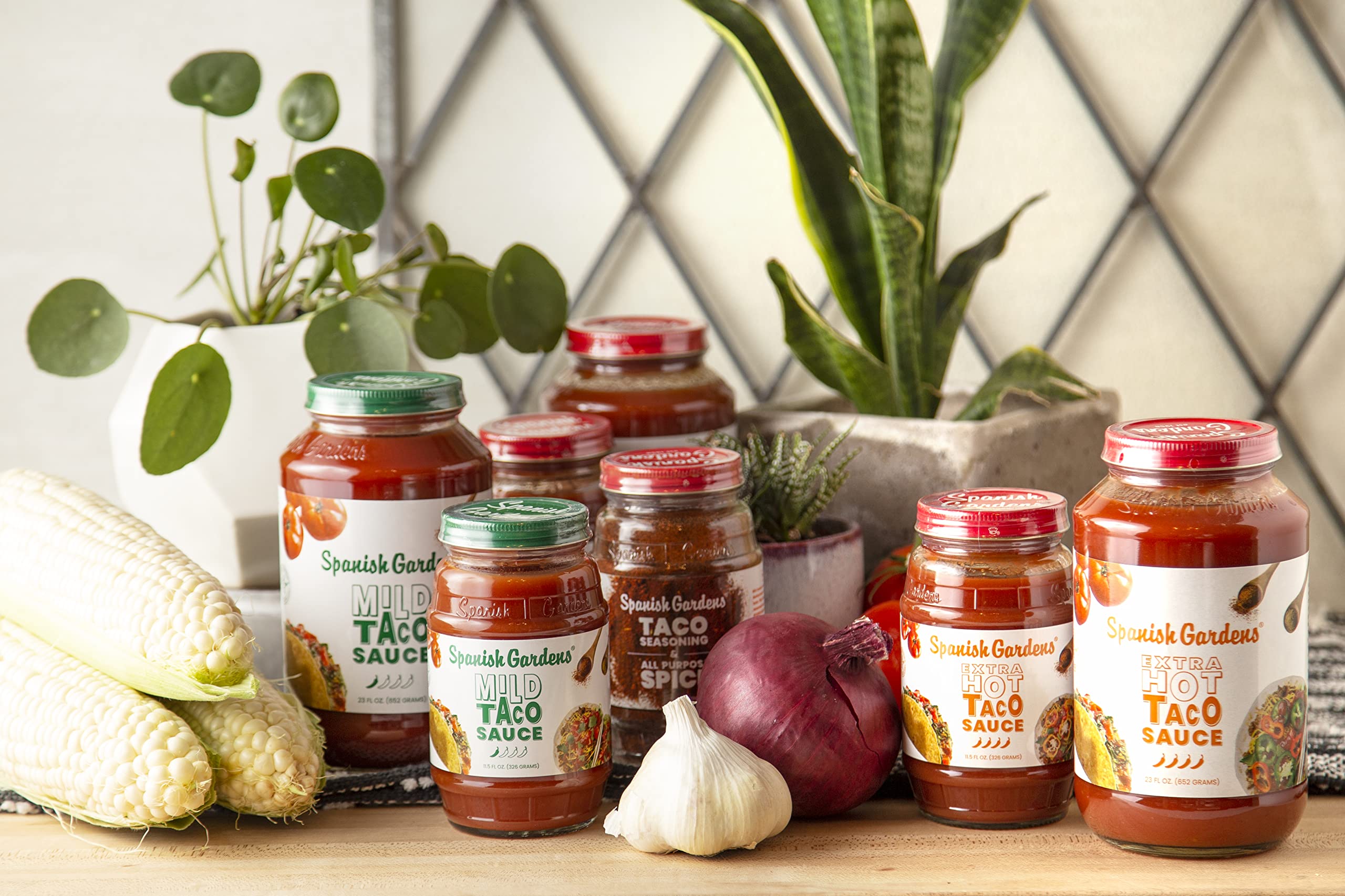 Authentic Spanish Gardens Extra Hot Taco Sauce (6 Pack) — Family Recipe Super Spicy Mexican Hot Sauce for Tacos, Burritos & Enchiladas — Perfect for Tex-Mex Cooking & Party Dips (23 oz Bottles) — Great for BBQs, Game Nights & Mexican Dinner Parties