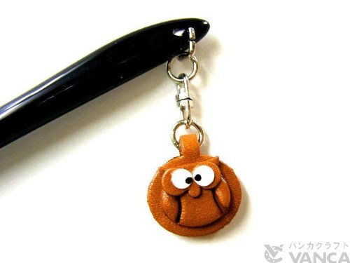 VANCA Handmade Owl Genuine Leather Animal Desk Single Pen Stand - Japanese Craftsmanship for Office & Home Decor