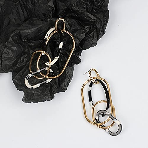 Stylish Acrylic Leopard Print Long Pendant Earrings for Women - Geometric Resin Oval Dangle Earrings - Fashion Statement Jewelry for Parties, Date Night & Special Occasions