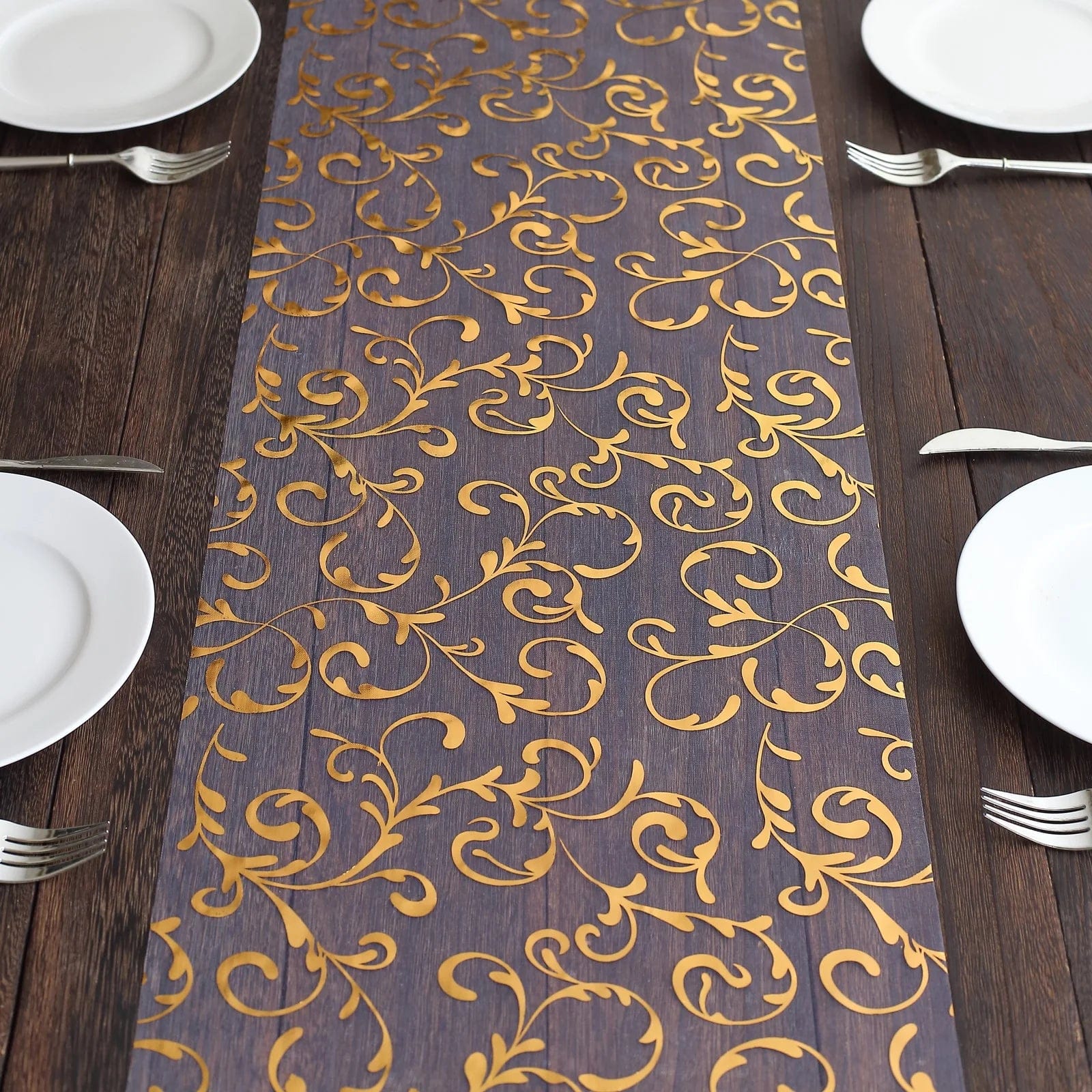 12-Pack 108-Inch Sheer Organza Table Runners with Embossed Floral Pattern - Elegant Wedding, Party & Banquet Decorations for Dining Tables