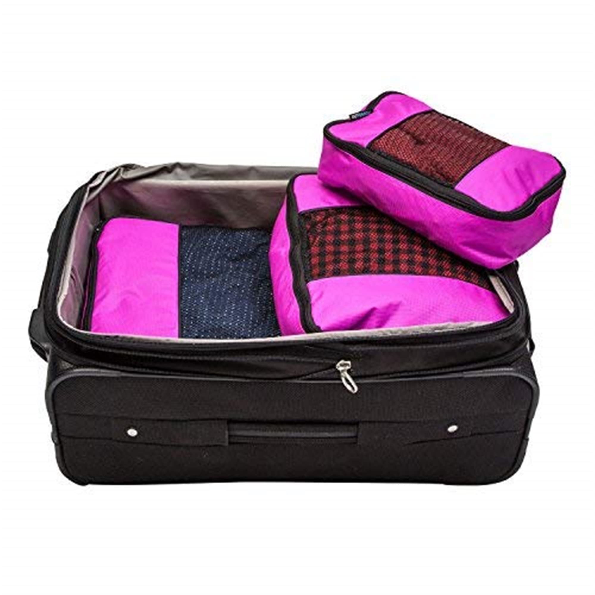 TravelWise 3-Piece Pink Packing Cubes for Luggage Organization - Perfect for Travel, Business Trips & Vacation Packing