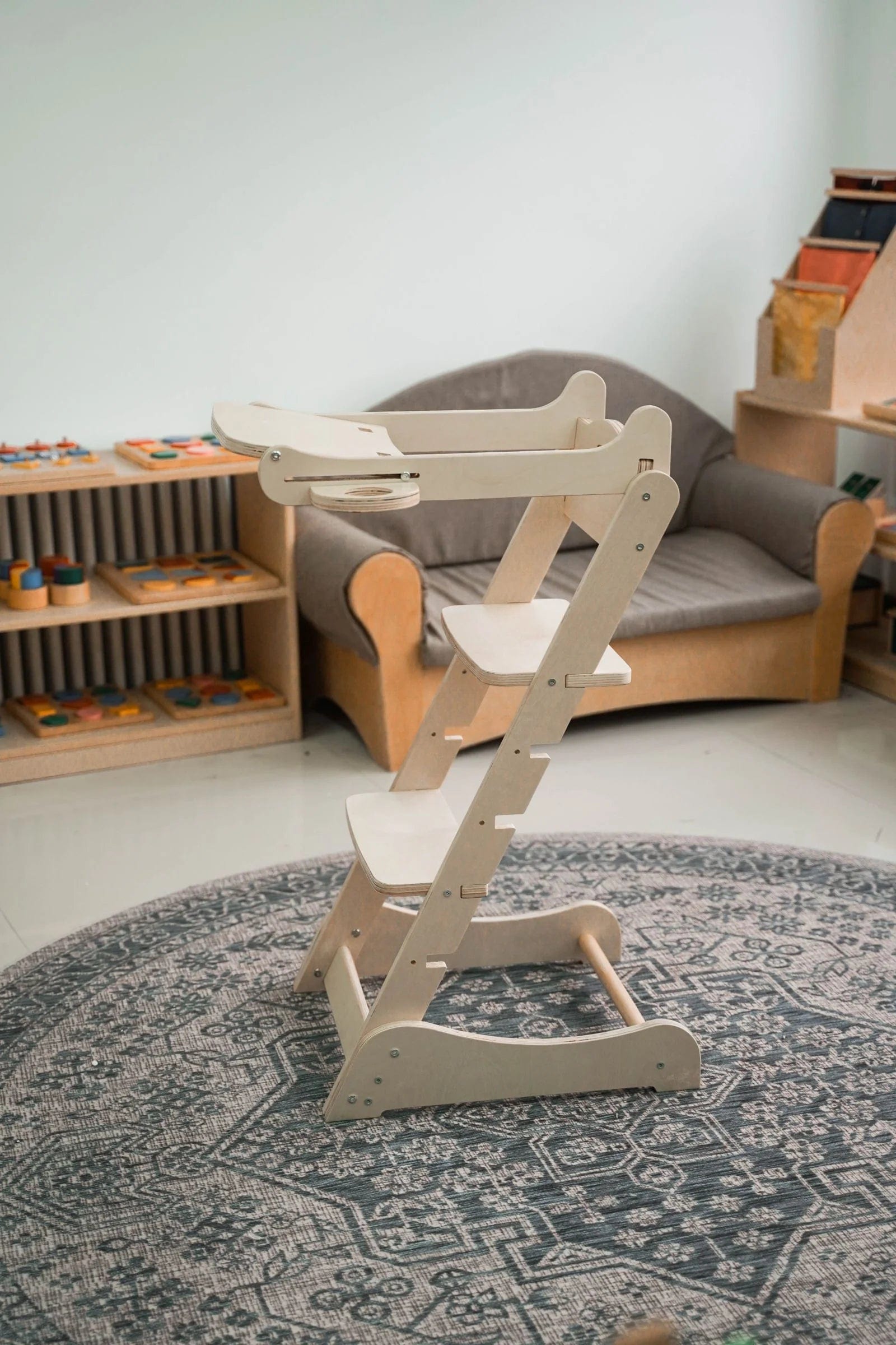 Montessori Wooden Growing Chair for Kids - Adjustable Toddler Learning Chair for Home & Classroom - Perfect for Reading, Eating, and Playtime