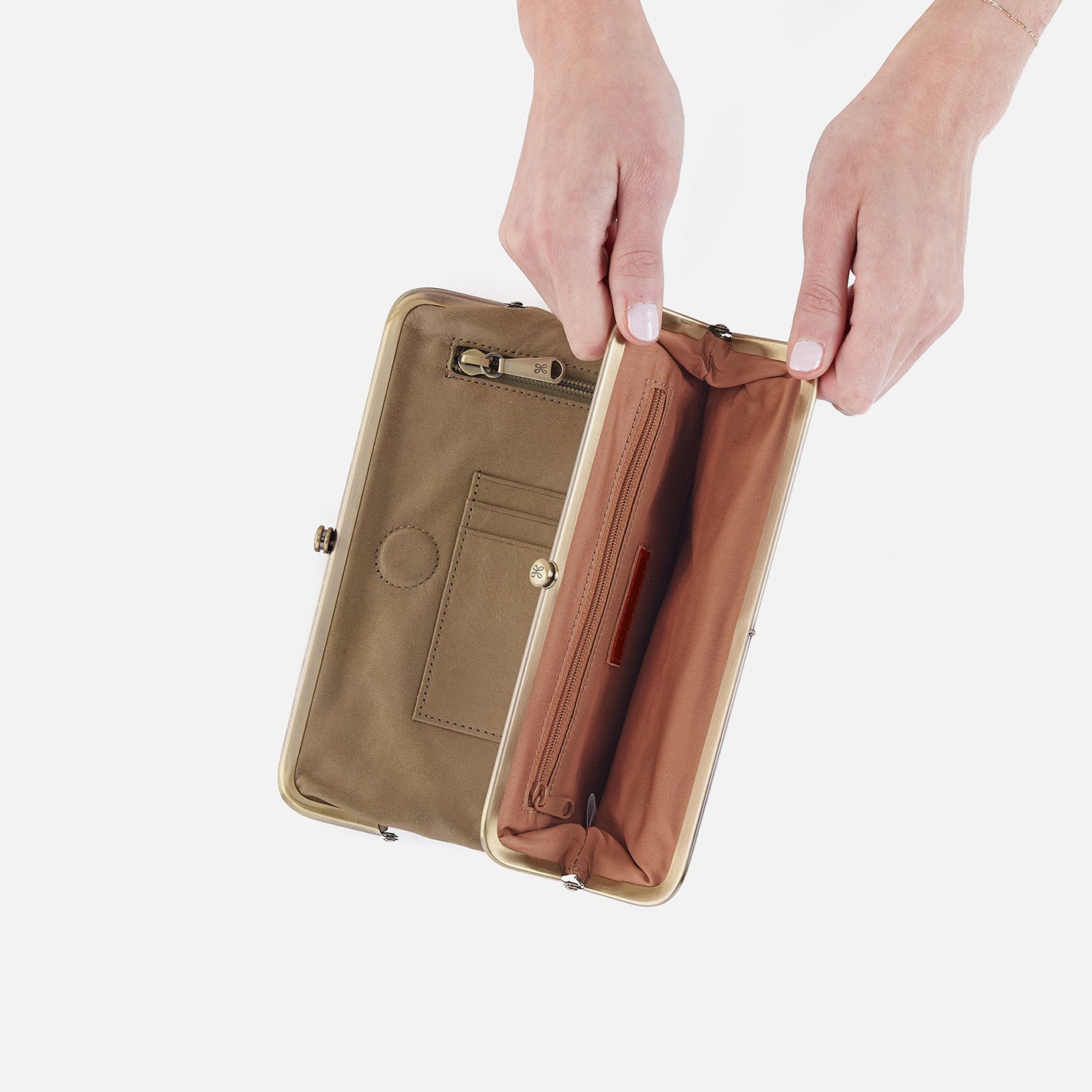 Lauren Clutch Wallet in Metallic Leather - Burnished Sage Green | Stylish Crossbody Purse for Women | Perfect for Evening Events, Parties & Date Nights