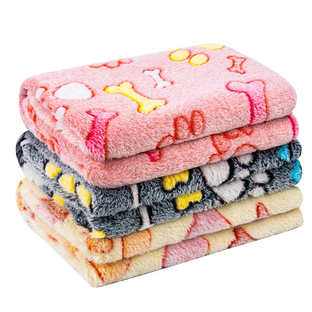 Cozy Fleece Pet Blanket for Dogs & Cats - Soft Fluffy Throw for Small, Medium & Large Pets, Cute Bone Print (41